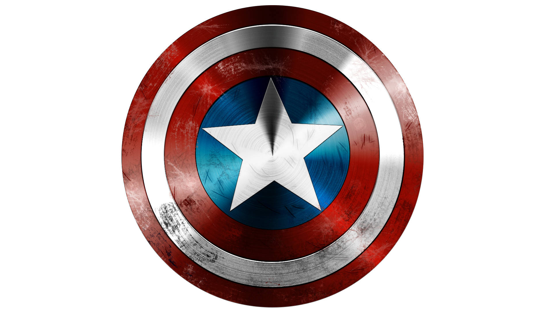 Captain America, shiny shield, red white and blue concentric rings, Full HD Desktop Wallpaper