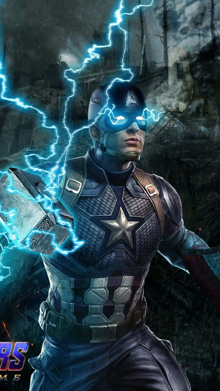 Captain America, blue lightning, shield, HD Phone Wallpaper