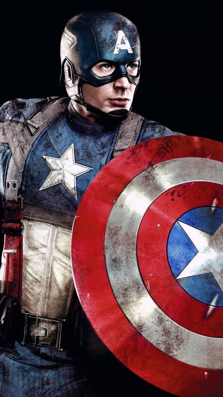 Captain America, iconic shield, dark background, HD Phone Wallpaper