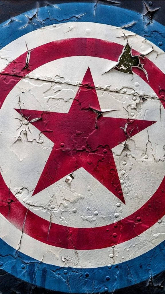 Captain America, shield, cracked paint, SD Phone Wallpaper