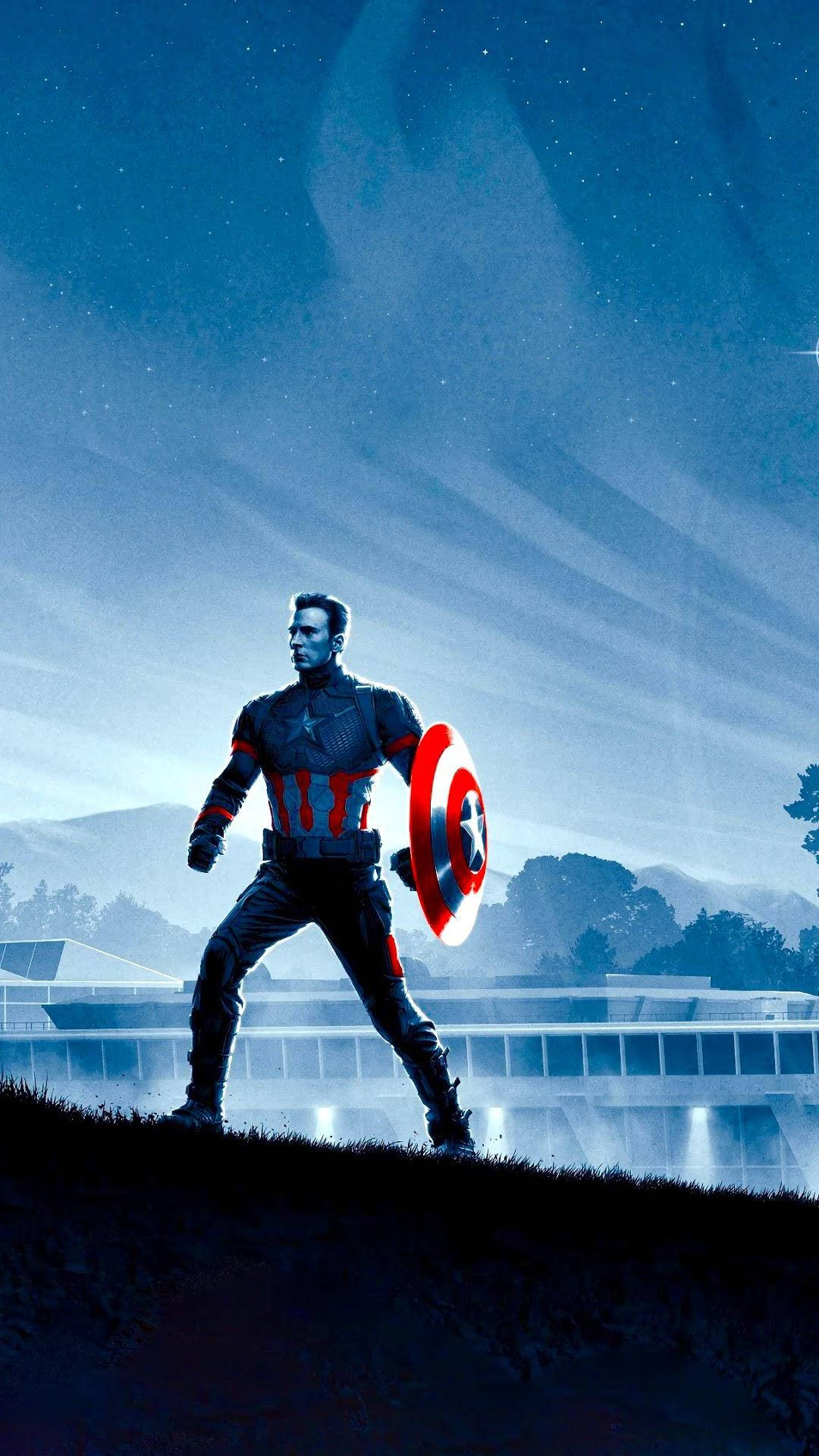 Captain America, iconic shield, twilight, Full HD Phone Wallpaper