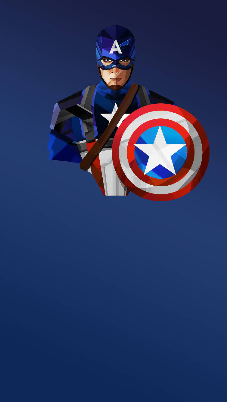 Captain America, iconic shield, low-poly style, HD Phone Wallpaper