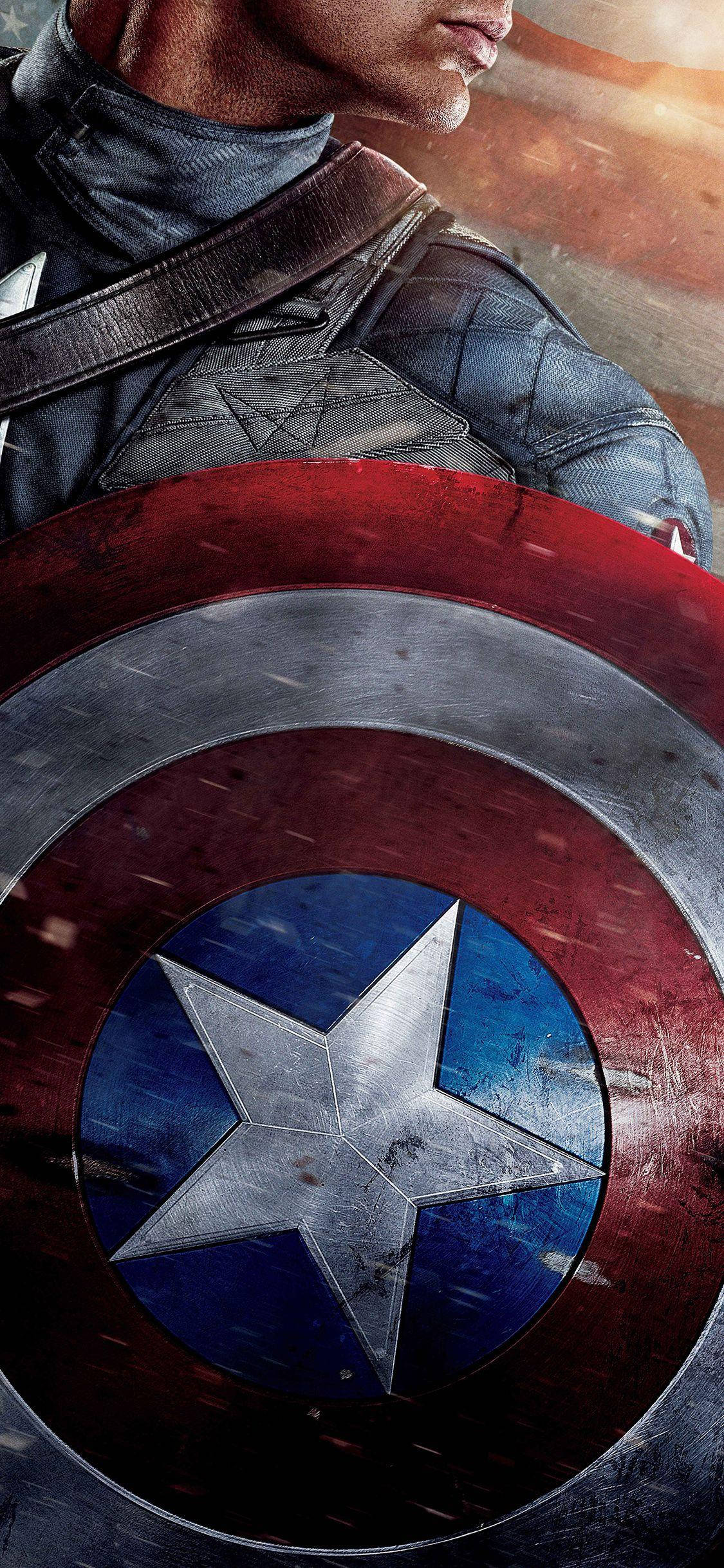 Captain America, shield, armored shoulder, Full HD Phone Wallpaper