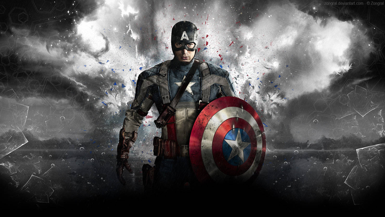 Captain America, shield, shattered glass, HD Desktop Wallpaper
