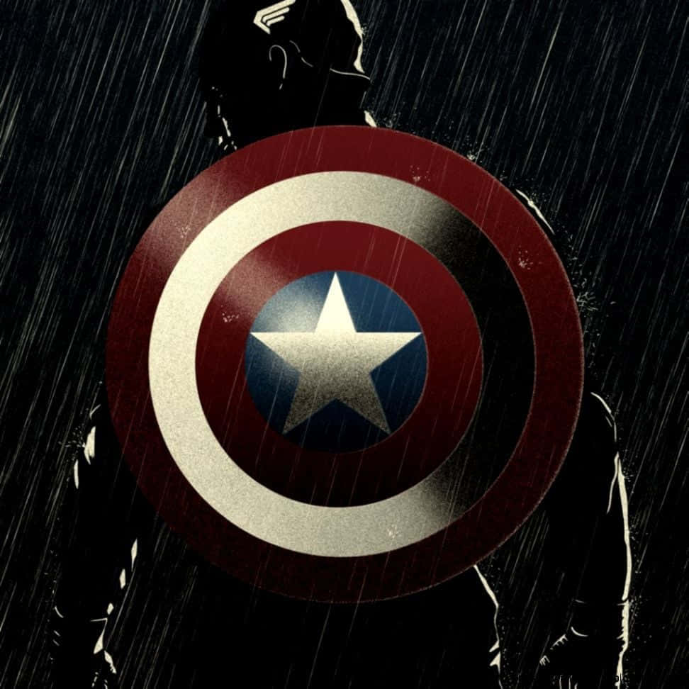 Captain America, iconic shield, dark rainy backdrop, SD Desktop Wallpaper