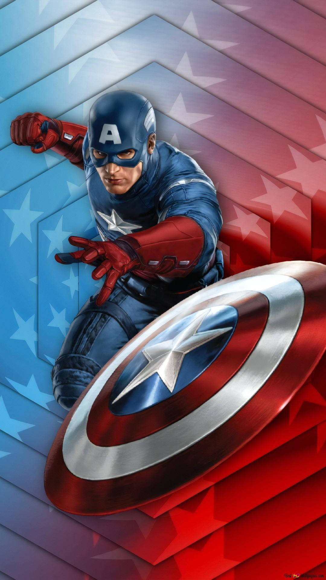 Captain America, blue and red, shield, Full HD Phone Wallpaper