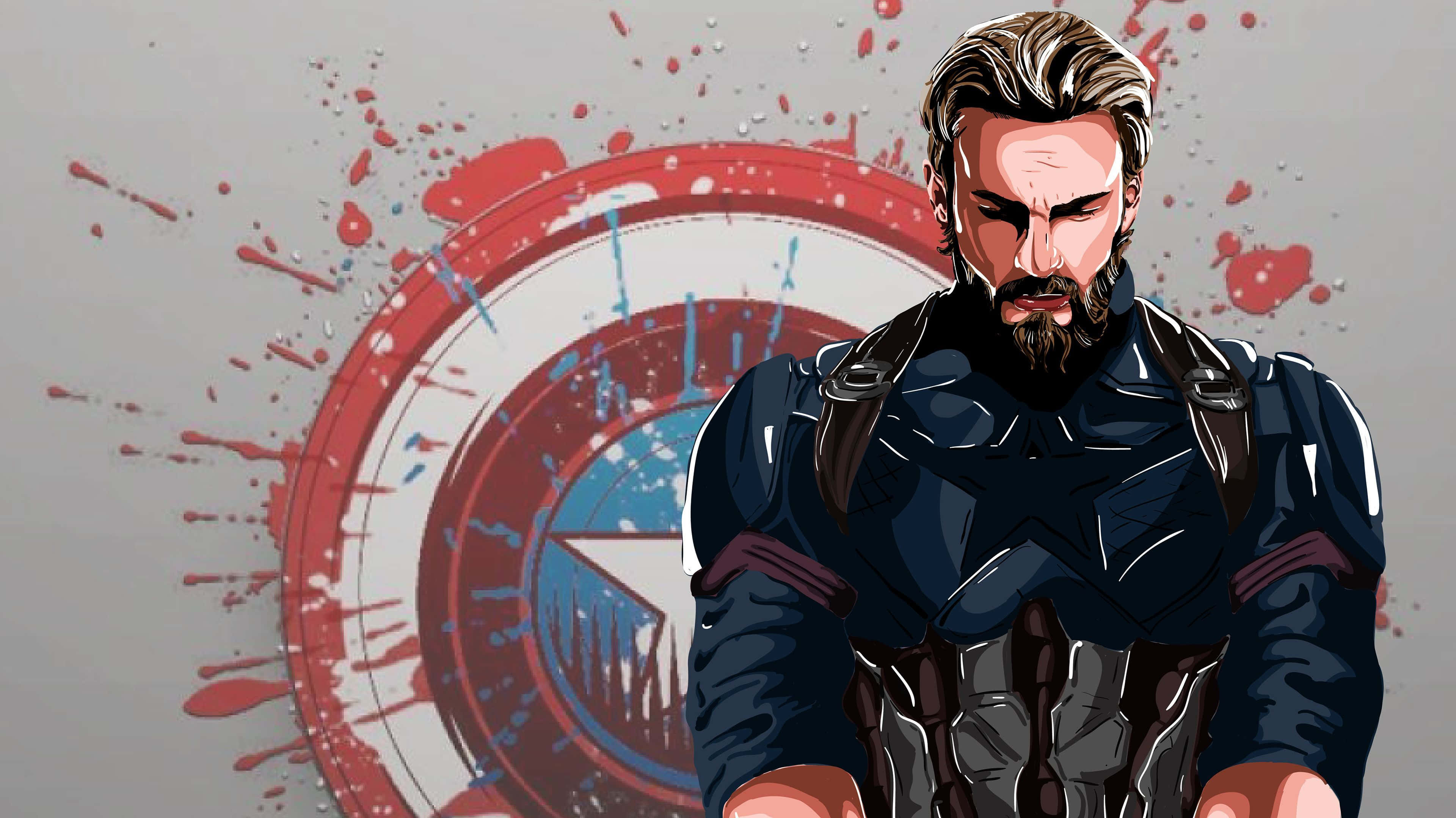 Captain America, iconic shield, red and blue paint, 4K Desktop Wallpaper