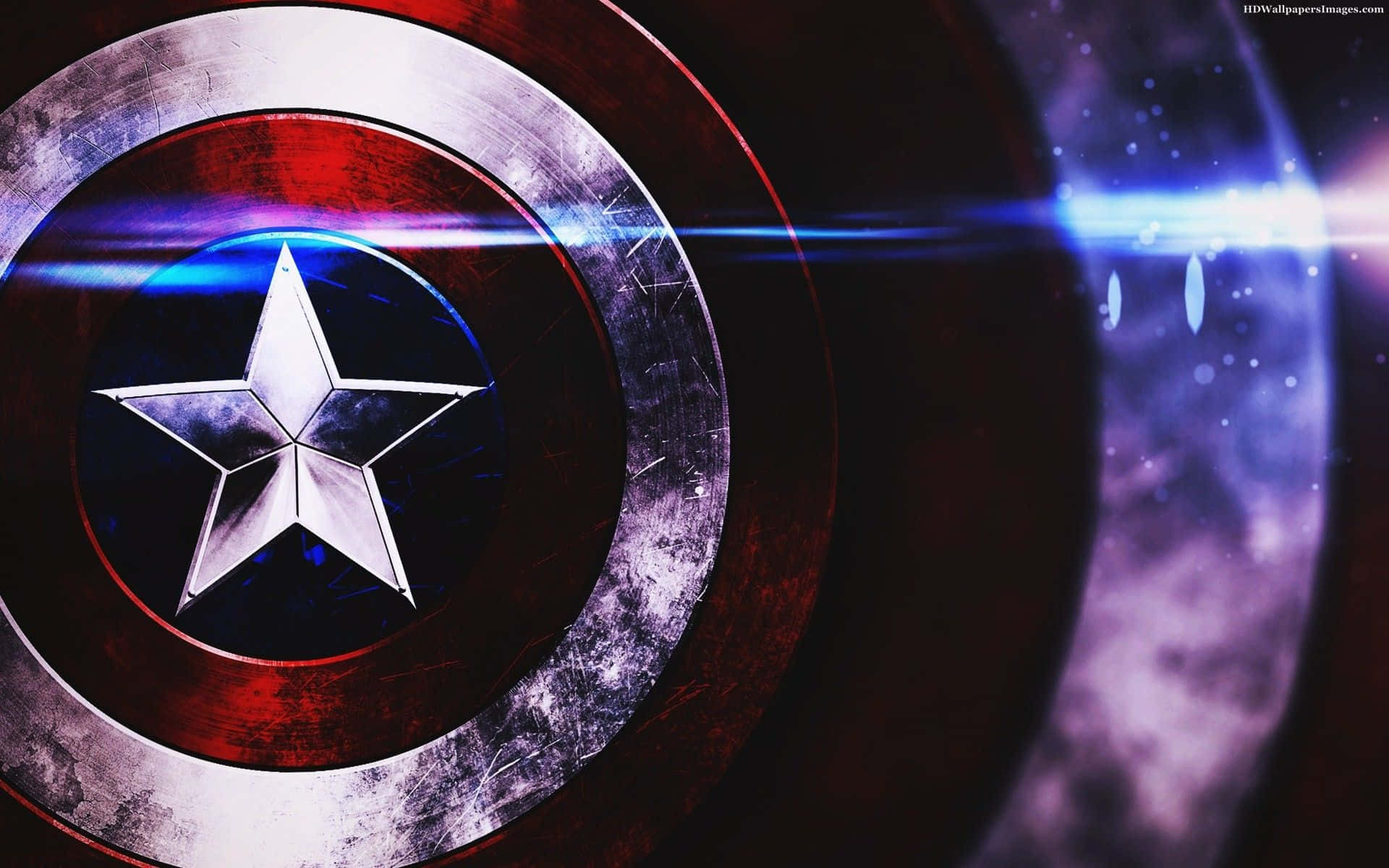 Captain America, shield, glowing blue lens flare, Full HD Desktop Wallpaper