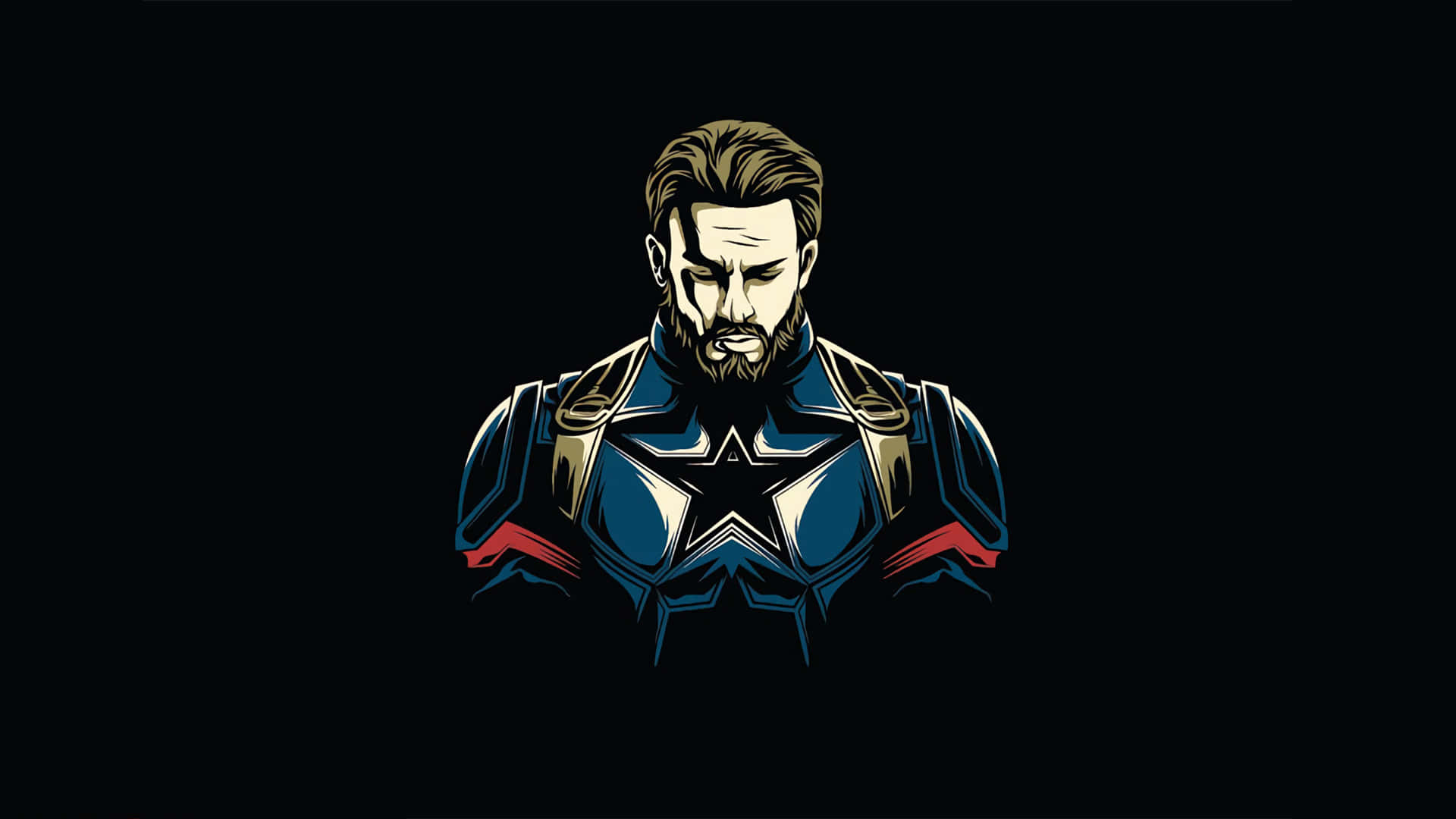 Captain America, dark setting, bold lines, Full HD Desktop Wallpaper