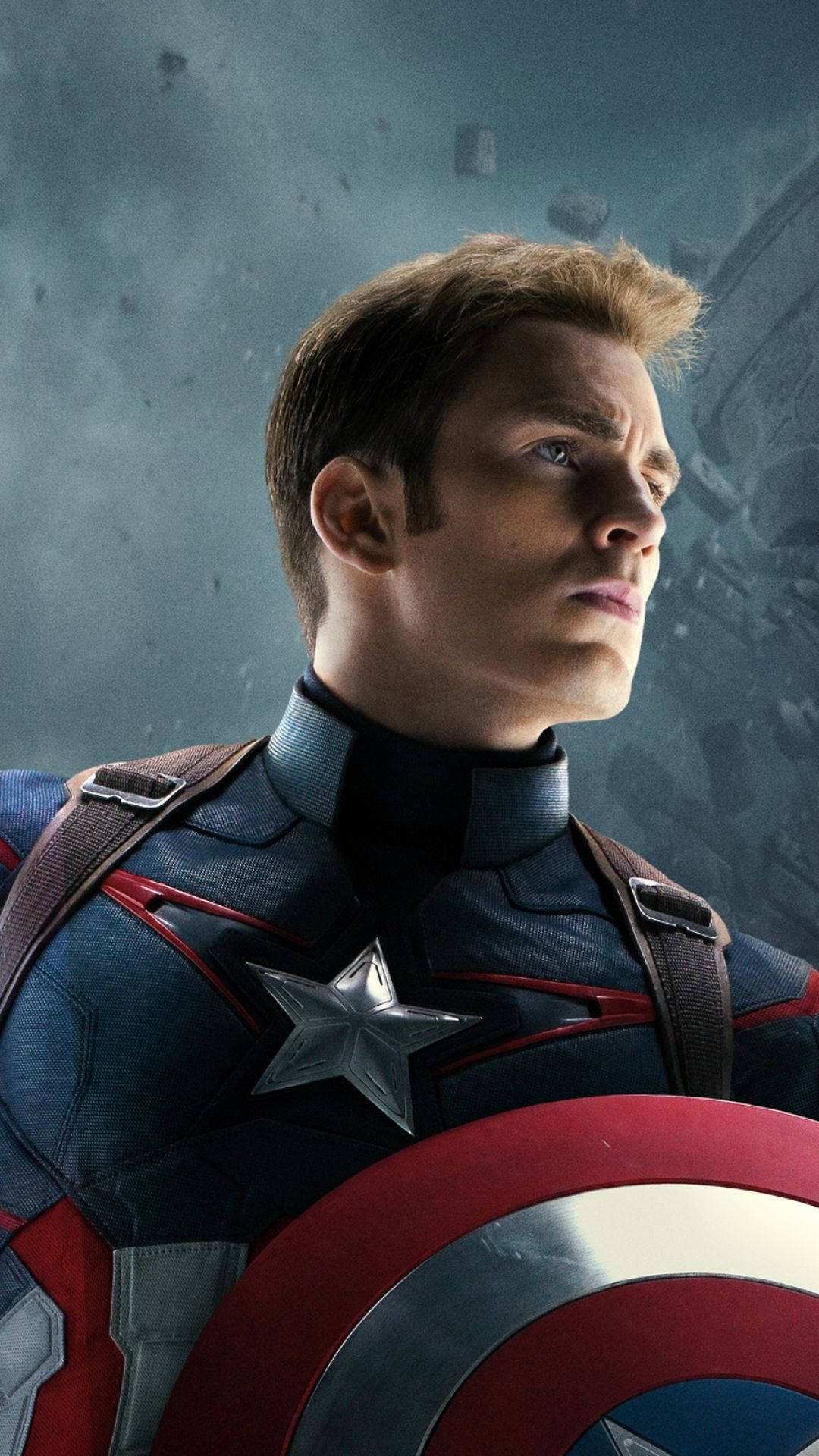 Captain America, blue red and white suit, shield, Full HD Phone Wallpaper