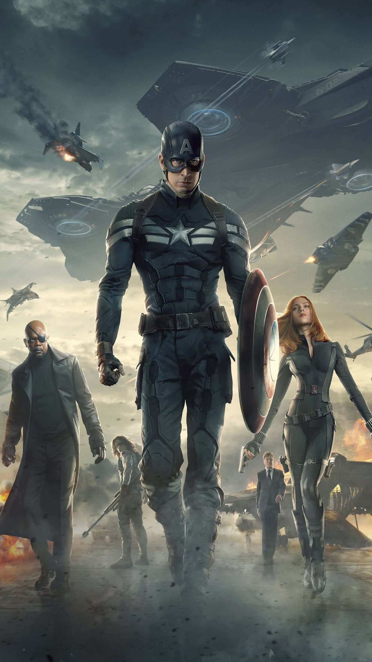 Captain America, superheroes, battlefield, Full HD Phone Wallpaper