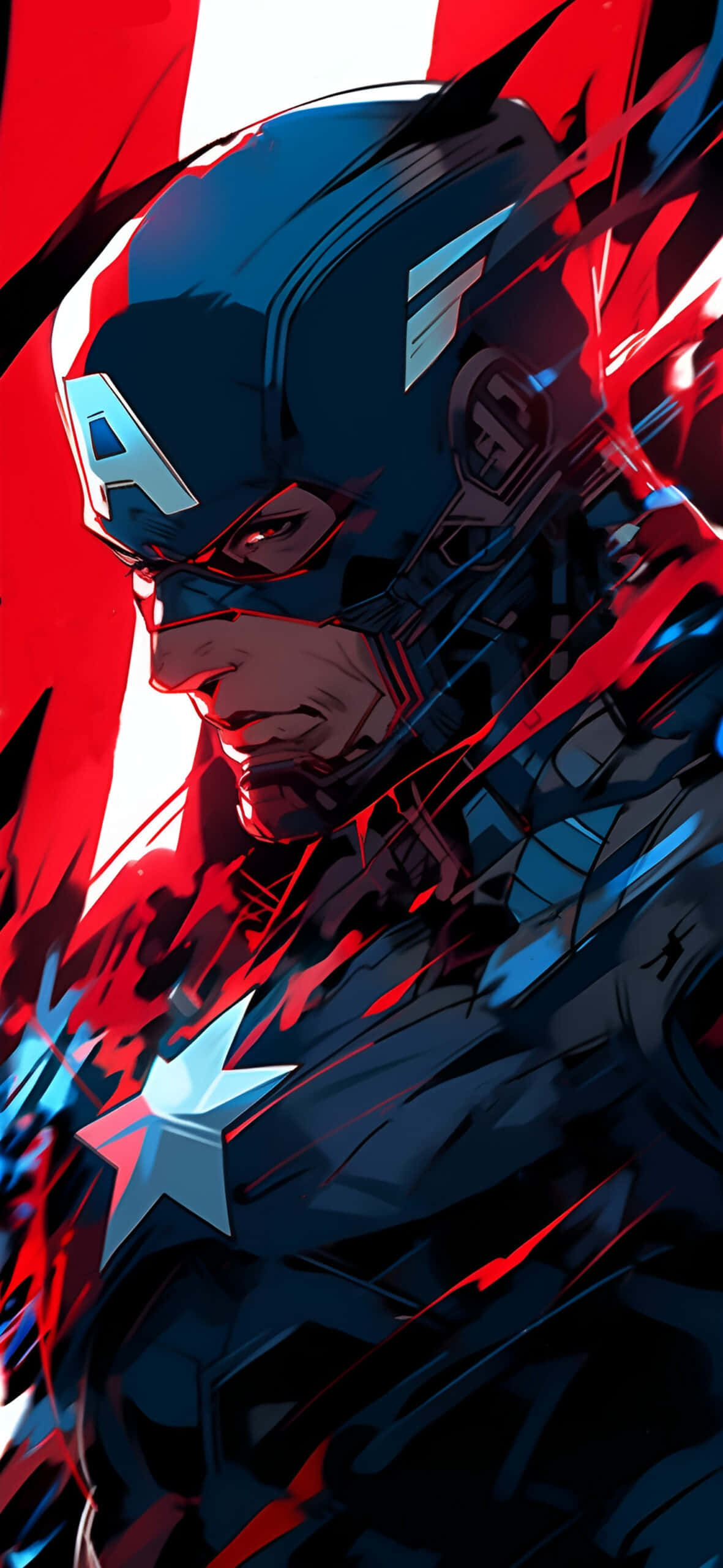 Captain America, dark blue suit, white star, 2K Phone Wallpaper