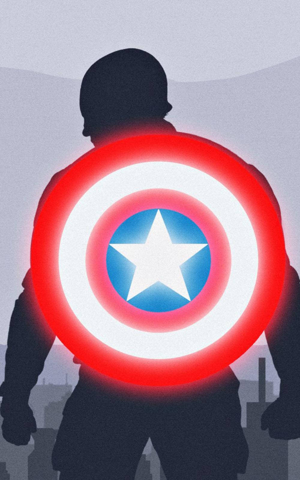 Captain America, glowing shield, city skyline, HD Phone Wallpaper