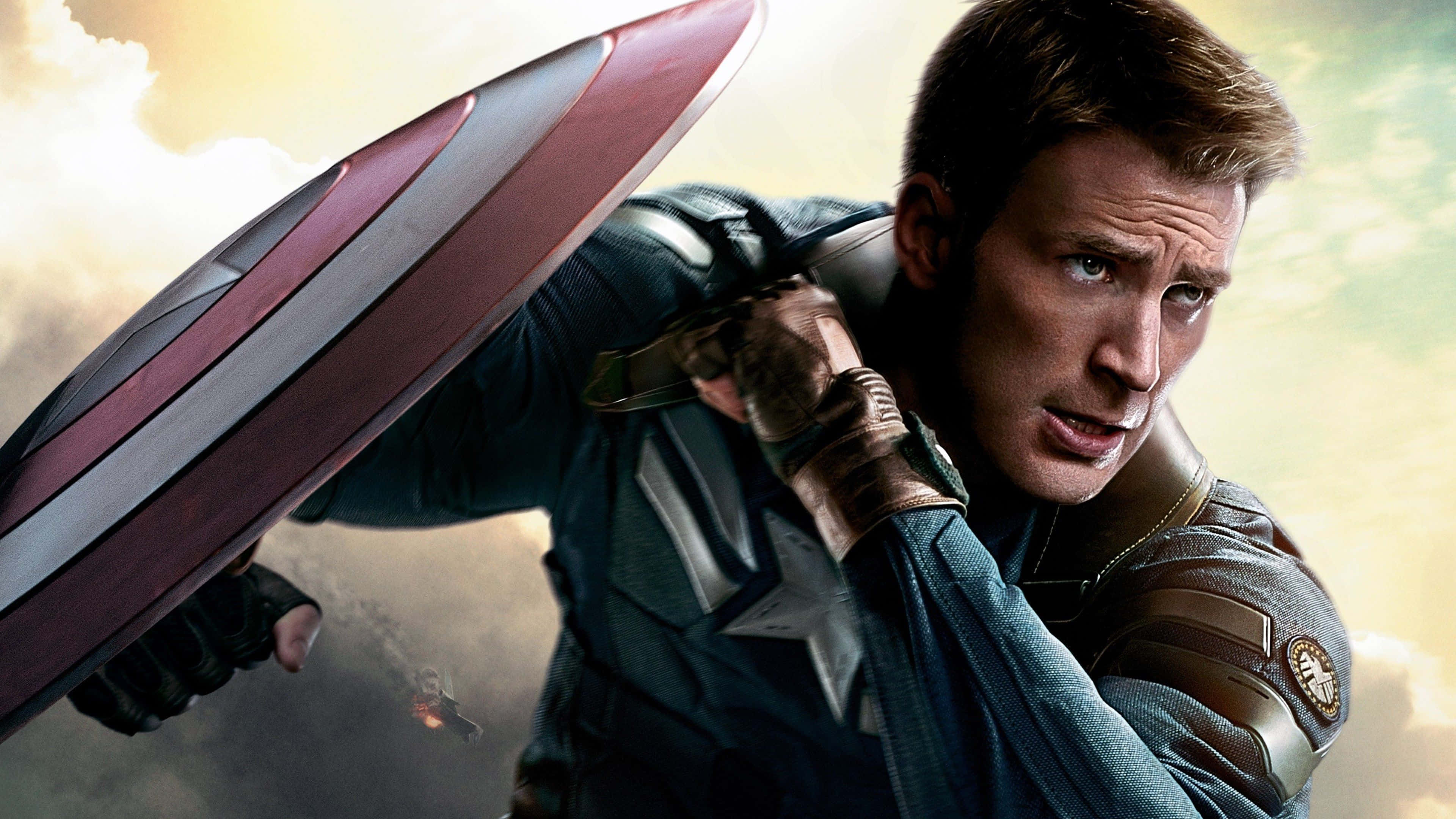 Captain America, blue uniform, red white and blue shield, 4K Desktop Wallpaper