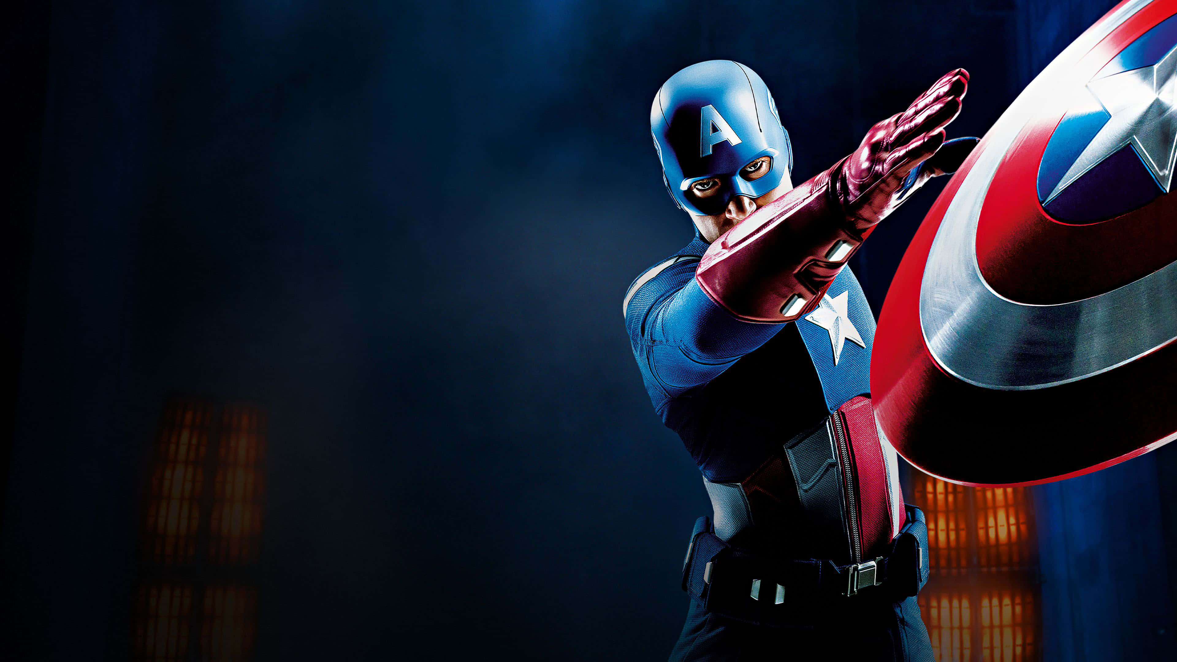 Captain America, blue red and white suit, shield, 4K Desktop Wallpaper