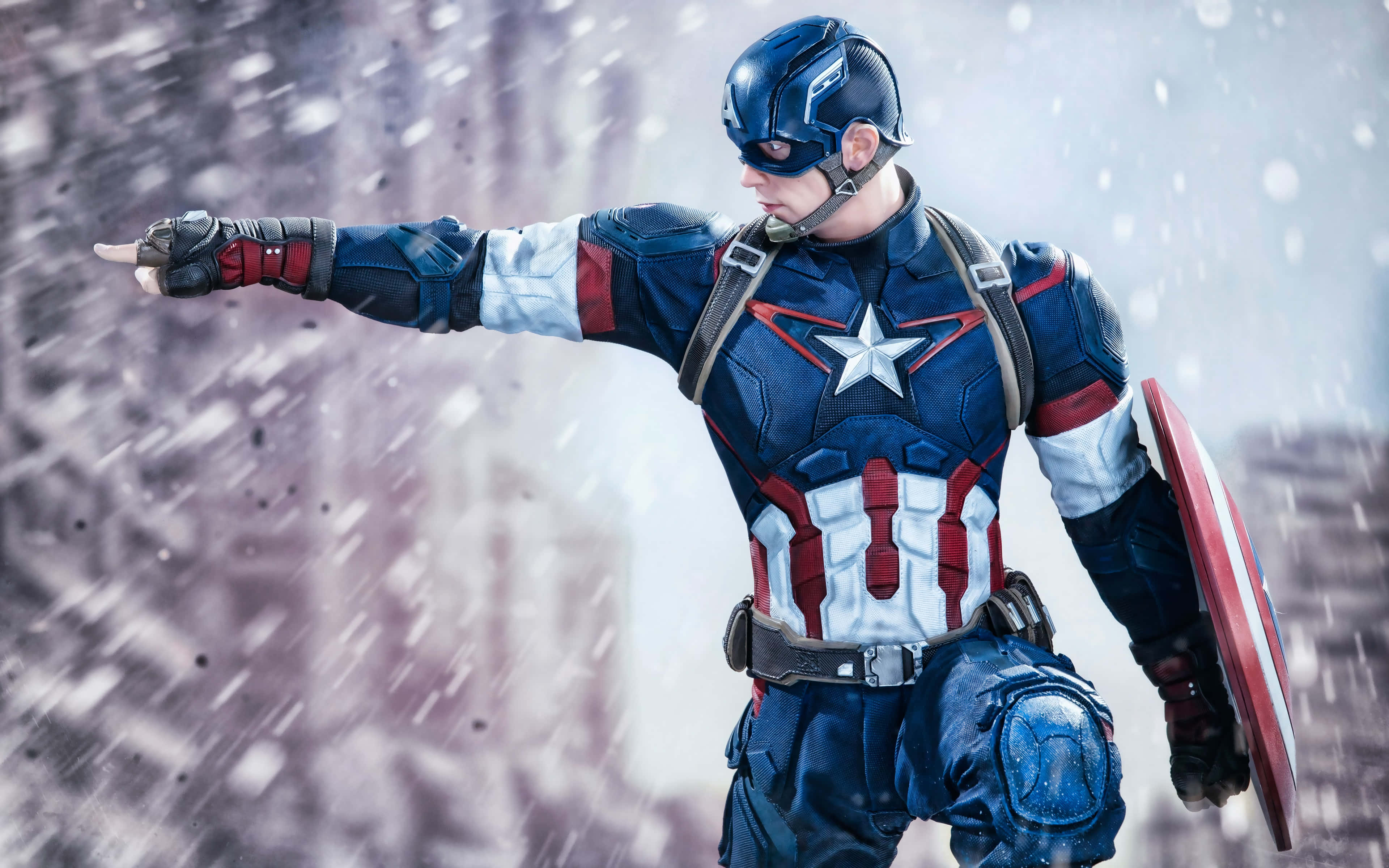 Captain America, full costume, shield, 4K Desktop Wallpaper