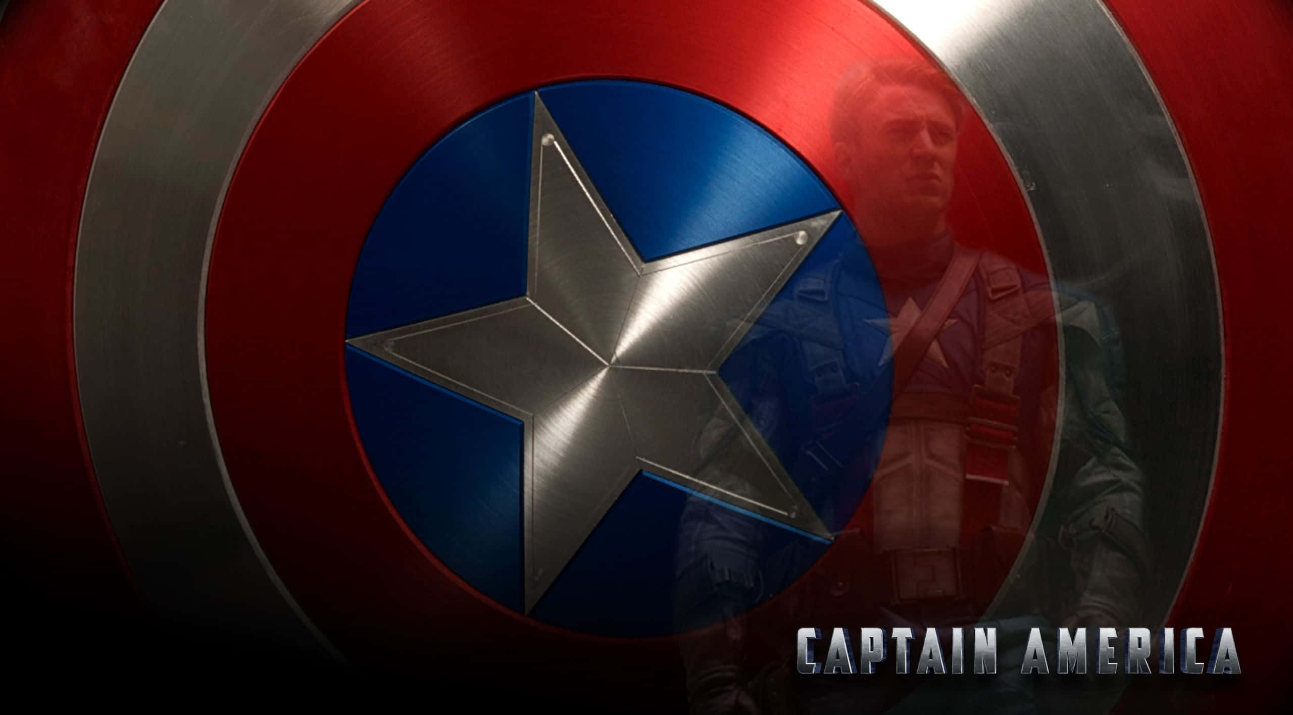 Captain America, red white and blue shield, translucent reflection, 2K Desktop Wallpaper
