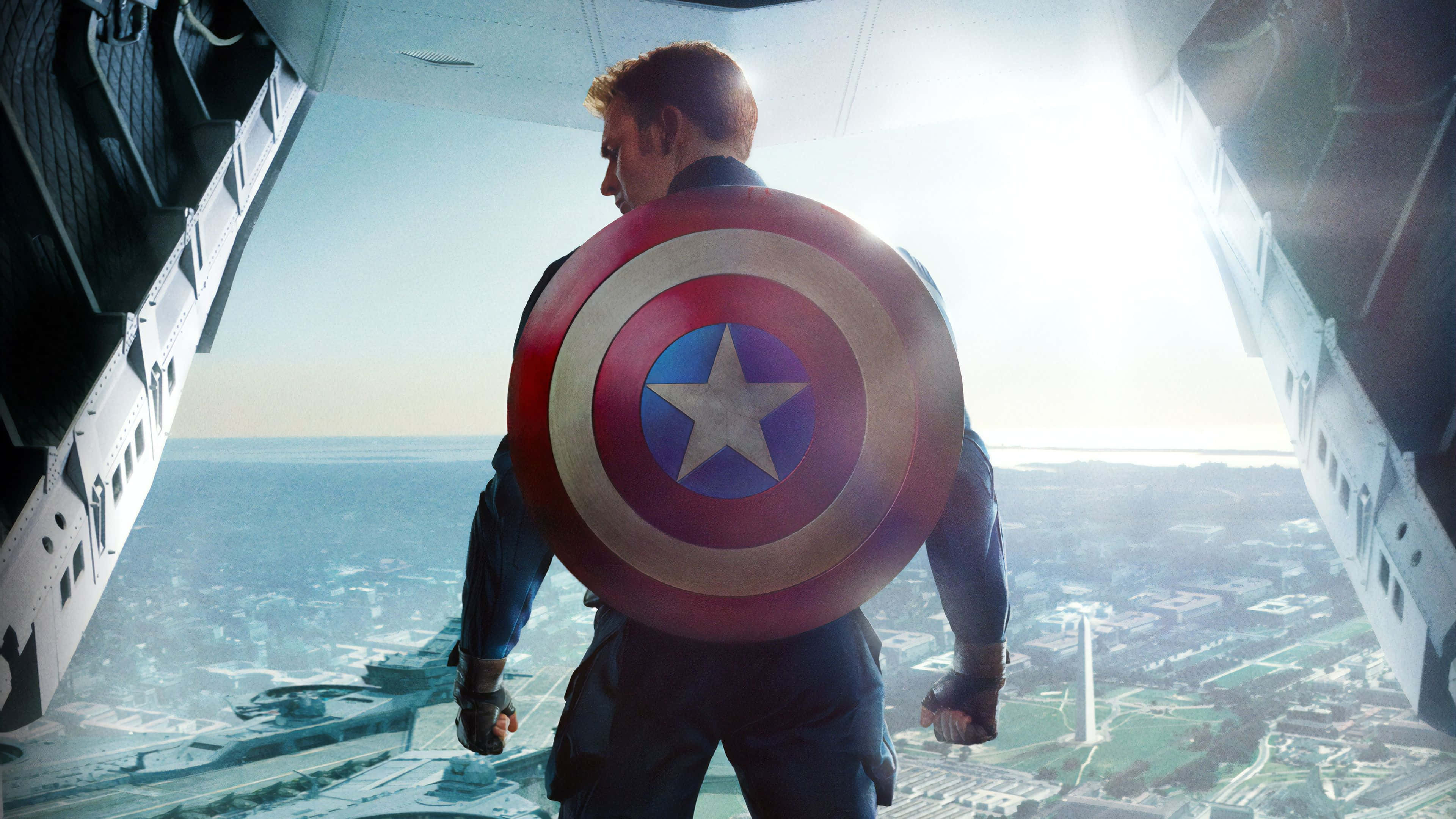 Captain America, shield, aircraft, 4K Desktop Wallpaper