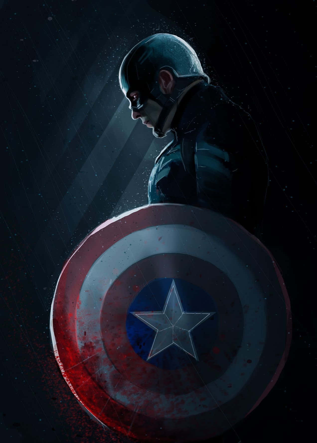 Captain America, shield, rain, HD Phone Wallpaper