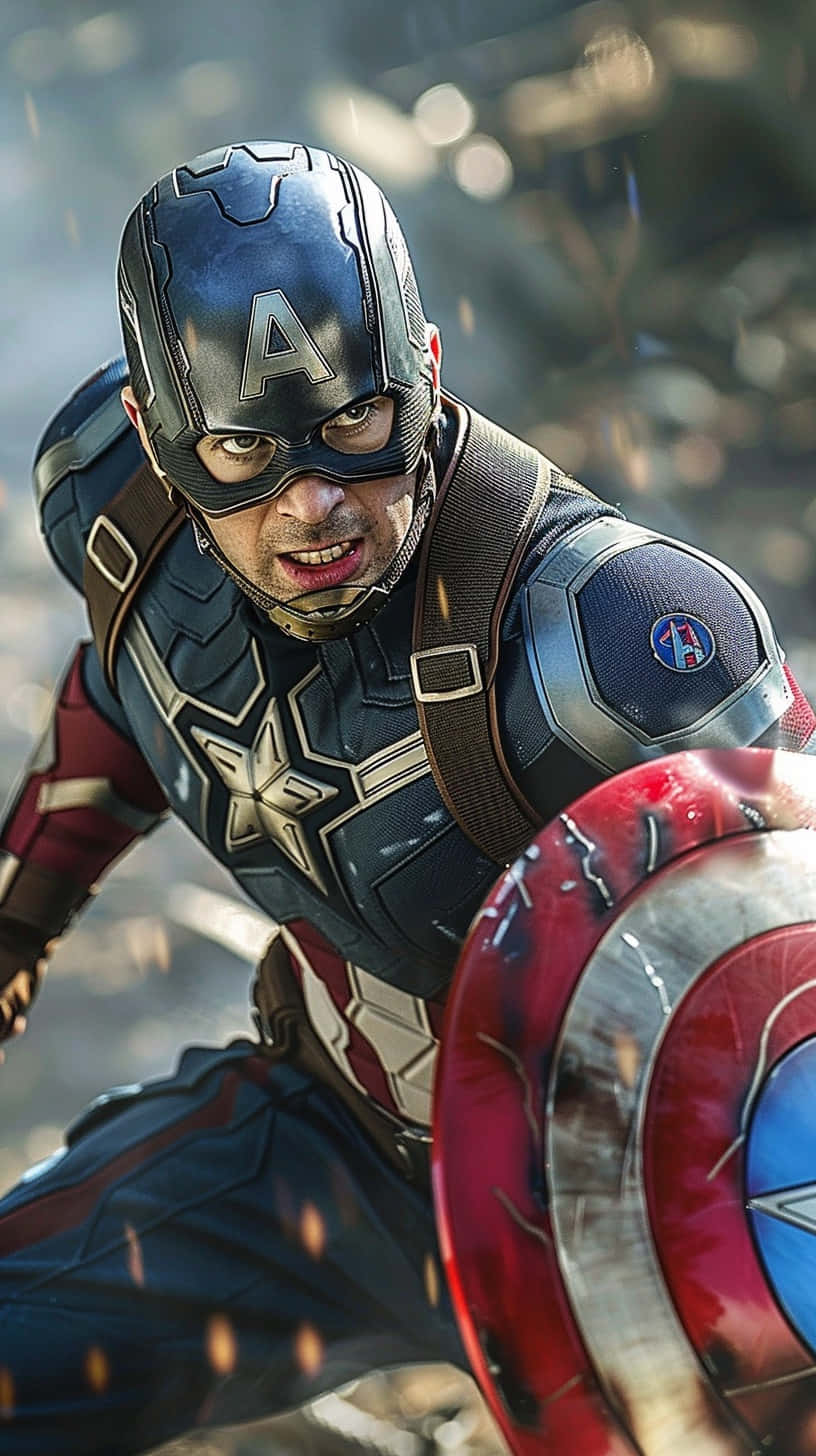 Captain America, iconic shield, battle gear, HD Phone Wallpaper