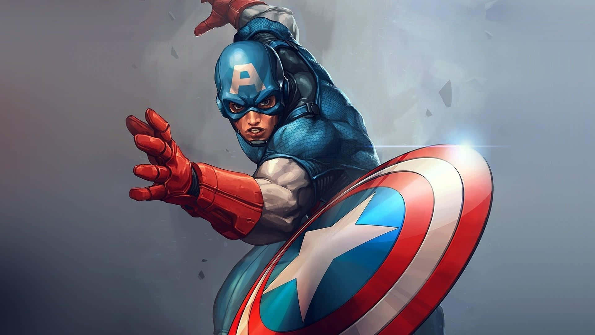 Captain America, star shield, dynamic pose, Full HD Desktop Wallpaper