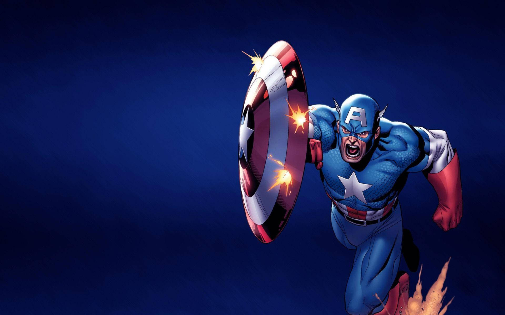 Captain America Shield, sparking, deep blue backdrop, Full HD Desktop Wallpaper
