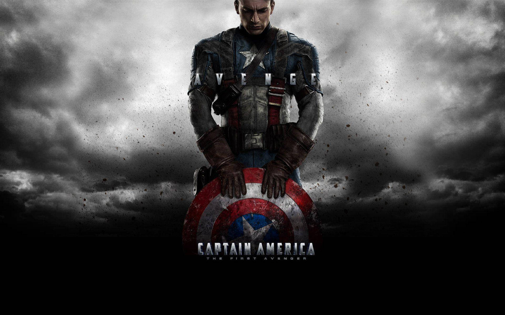 Captain America, shield, stormy gray sky, Full HD Desktop Wallpaper