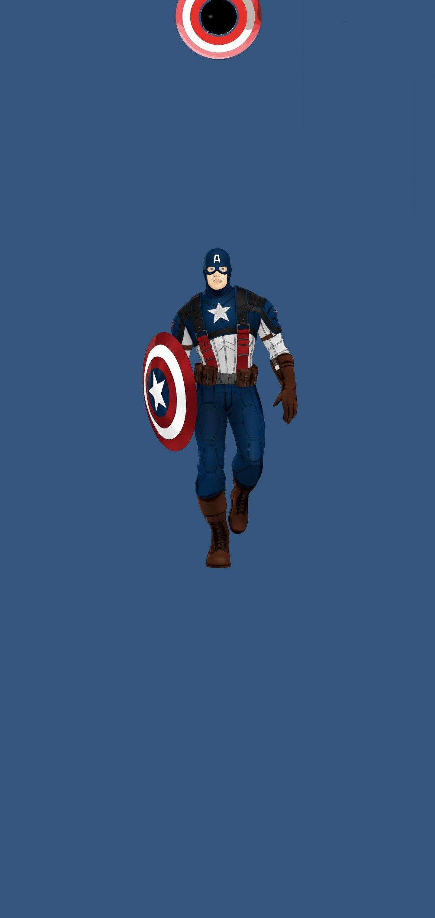 Captain America, shield, water drop notch, 2K Phone Wallpaper