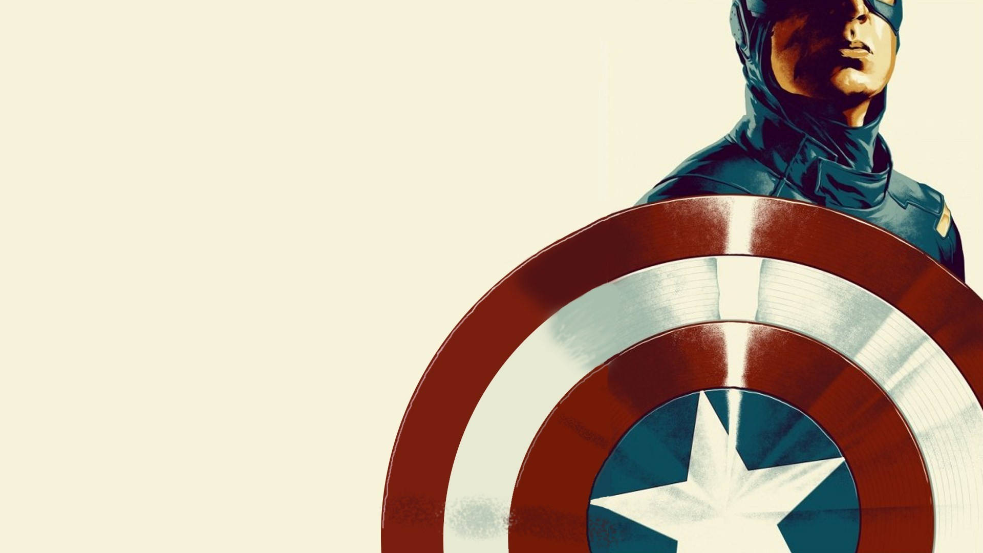 Captain America, red white and blue shield, plain cream background, Full HD Desktop Wallpaper
