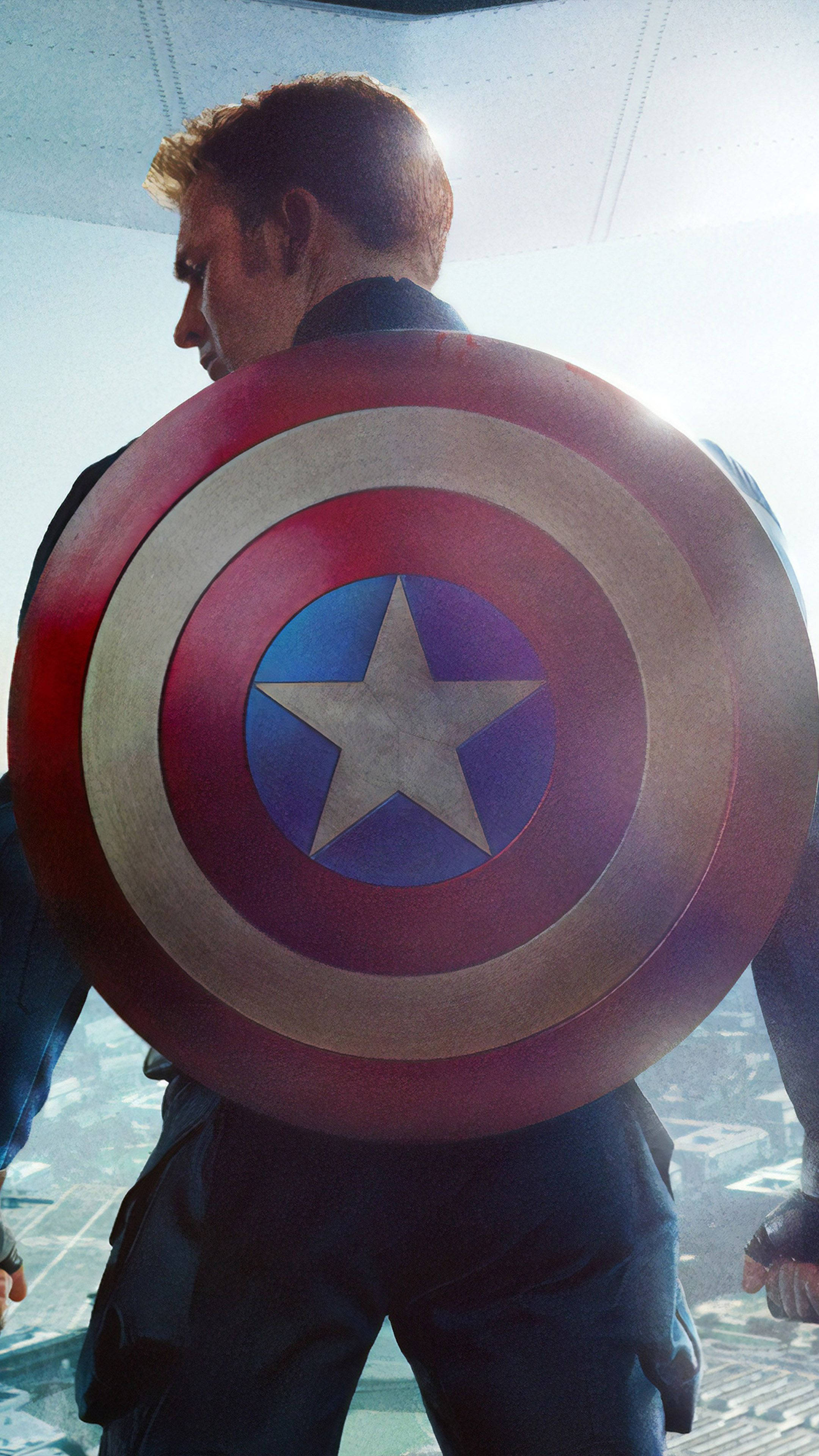 Captain America, shield, cityscape, 4K Phone Wallpaper