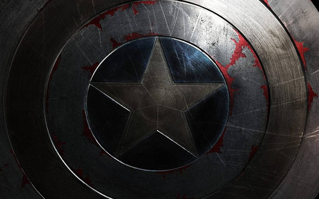 Captain America Shield, silver, red splatters, SD Desktop Wallpaper