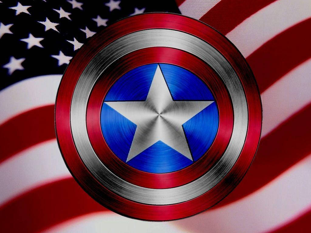 Captain America shield, red white and blue concentric rings, silver star, SD Desktop Wallpaper