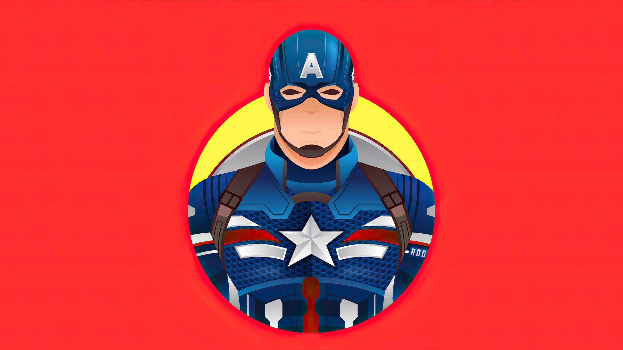 Captain America, minimalist digital art, circular frame, Full HD Desktop Wallpaper