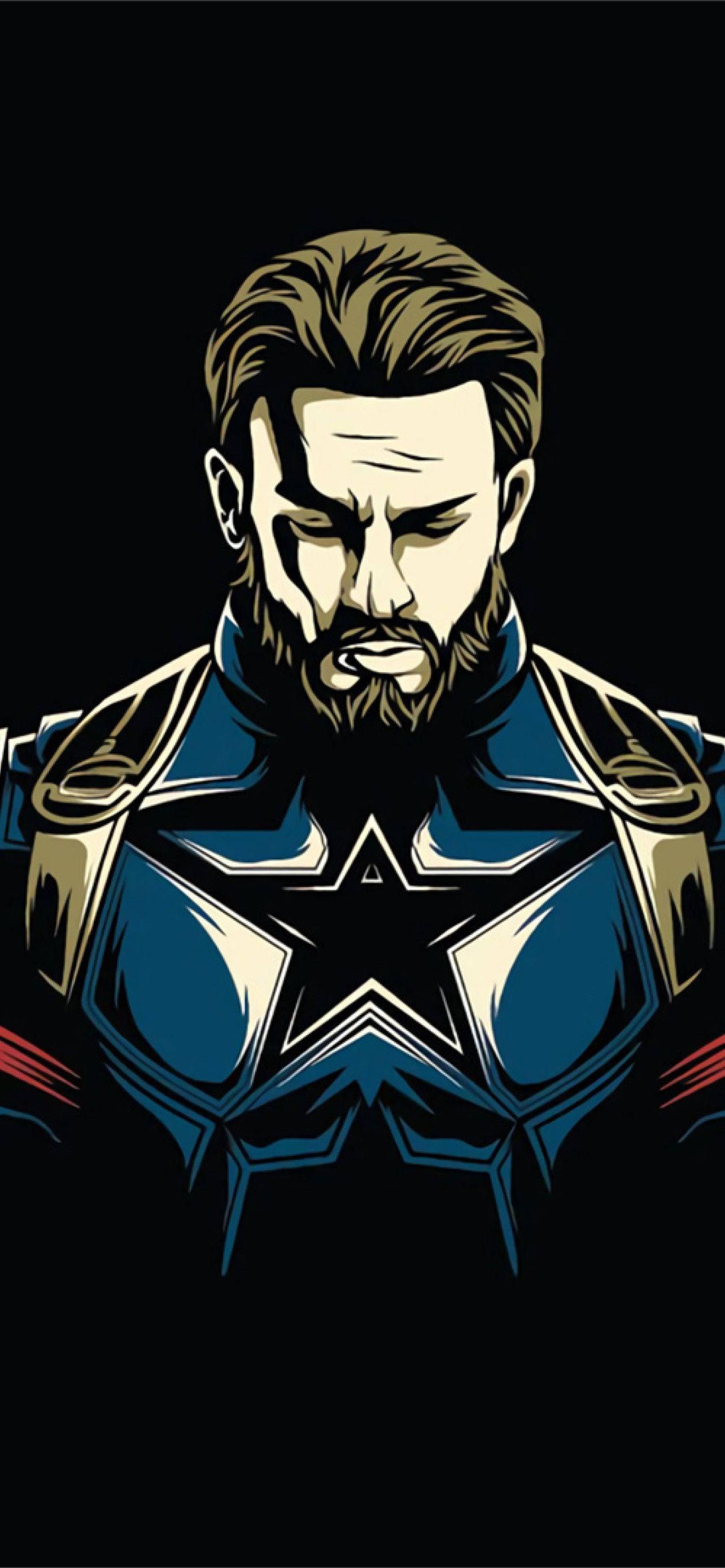 Captain America, vector art, stern expression, 2K Phone Wallpaper