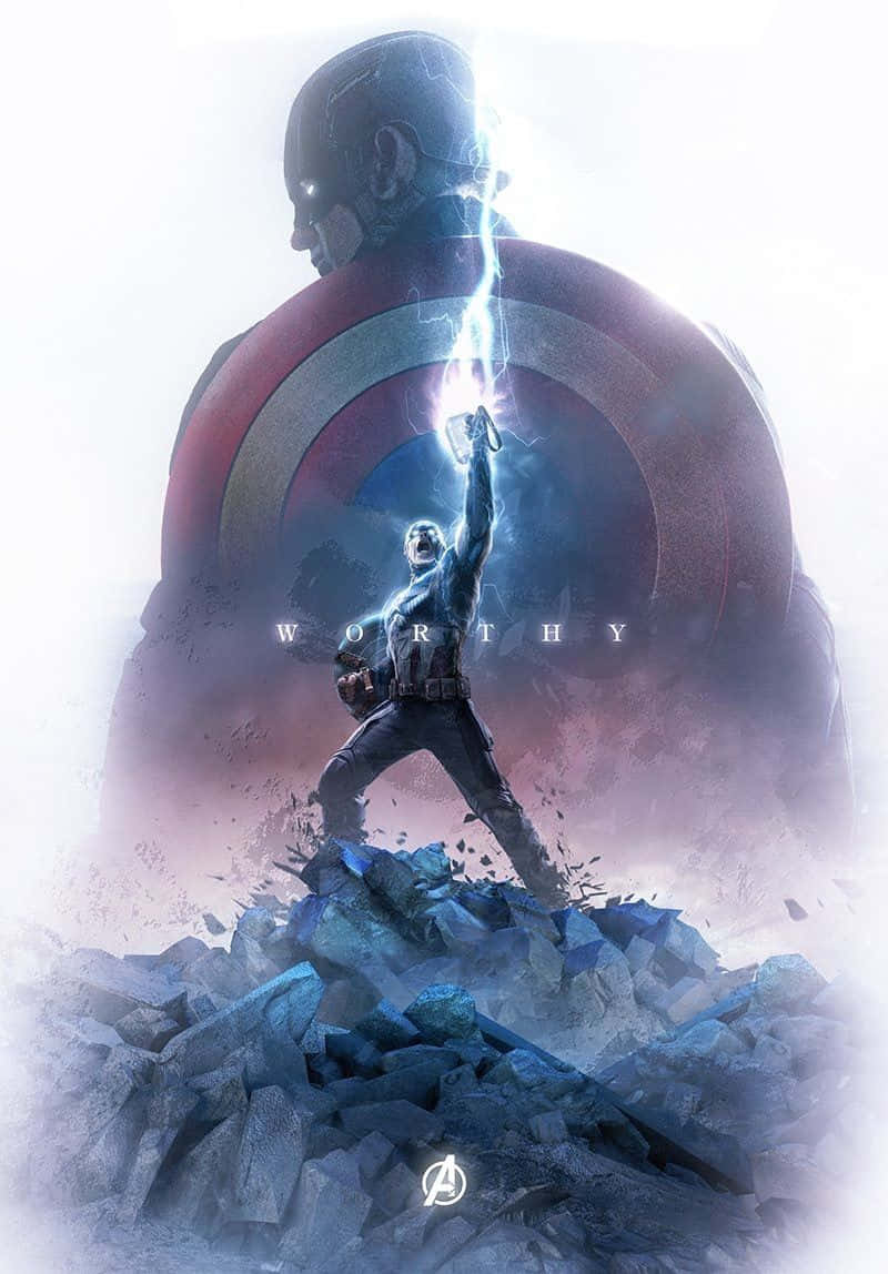 Captain America, glowing hammer, rubble, SD Phone Wallpaper
