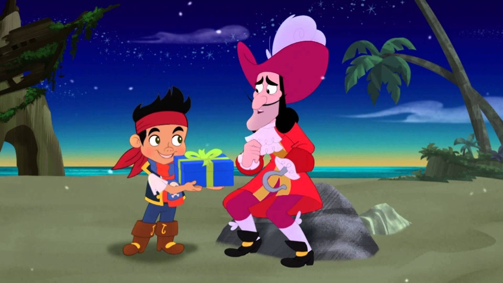 Captain Hook, blue gift, starry night sky, Full HD Desktop Wallpaper