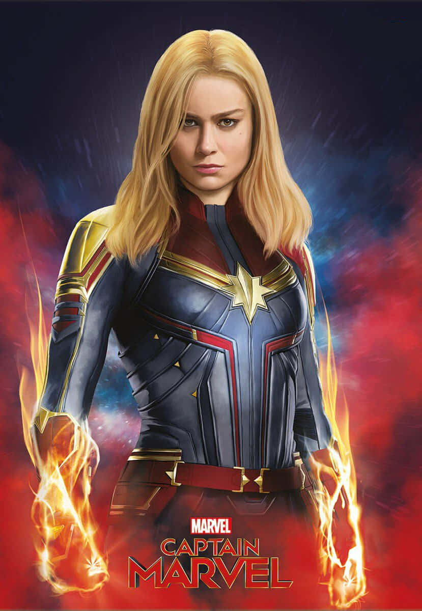 Captain Marvel 2, Captain Marvel, cosmic red and blue nebula, SD Phone Wallpaper