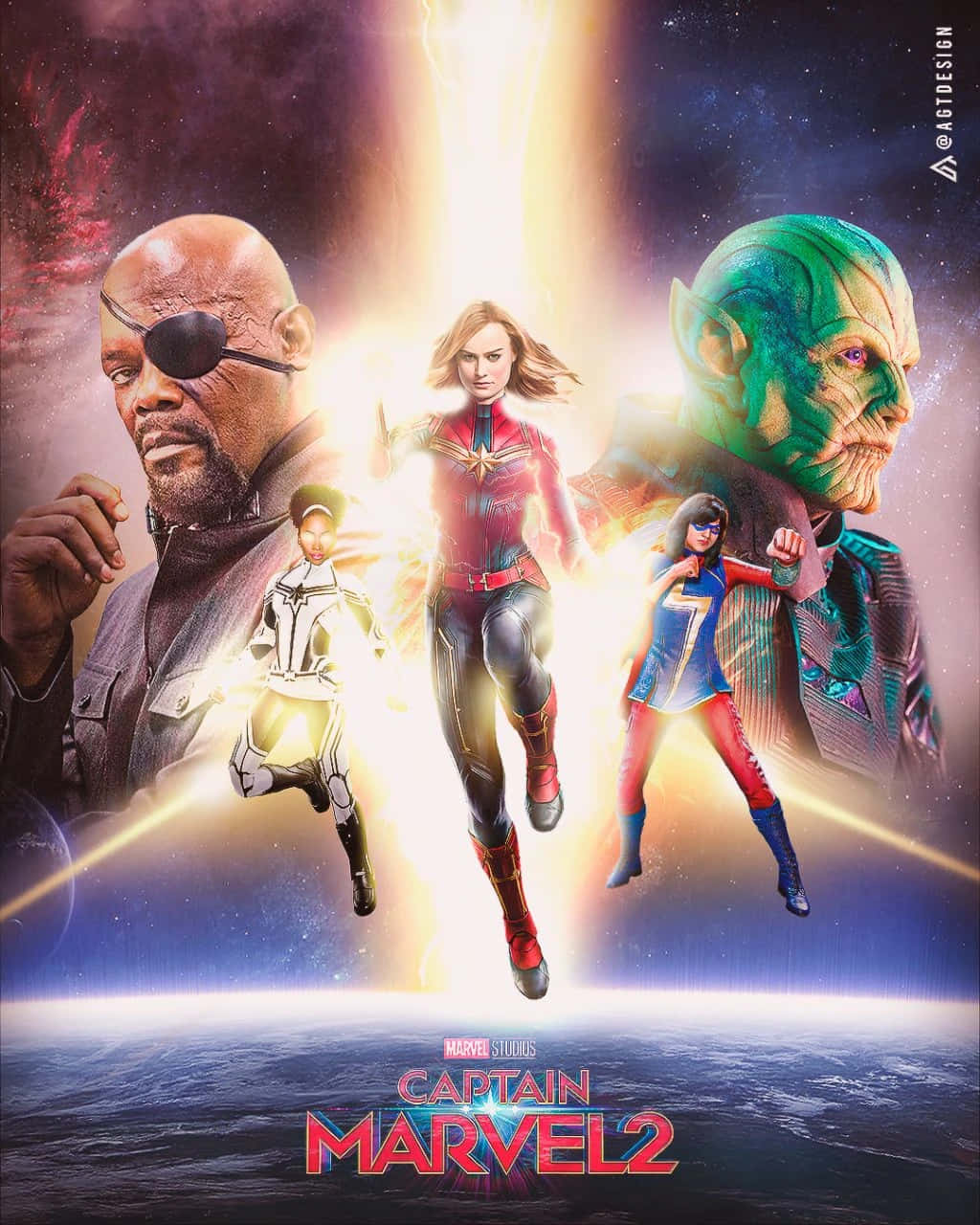 Captain Marvel 2, cosmic light, Earth, HD Phone Wallpaper