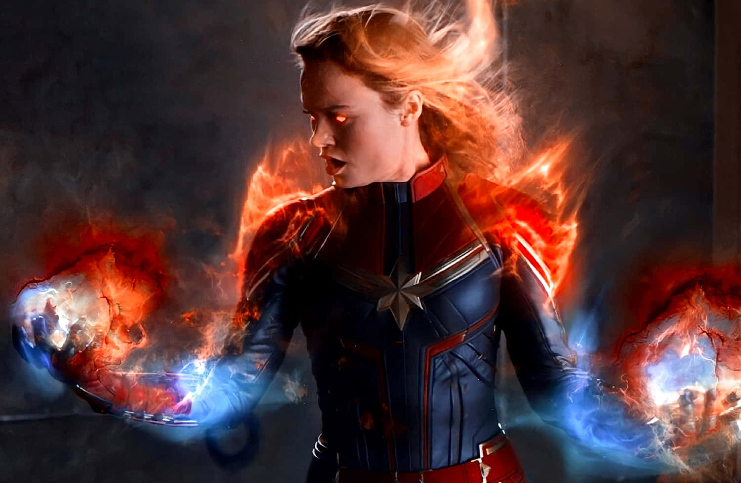 Captain Marvel 2, cosmic energy, fiery red, HD Desktop Wallpaper