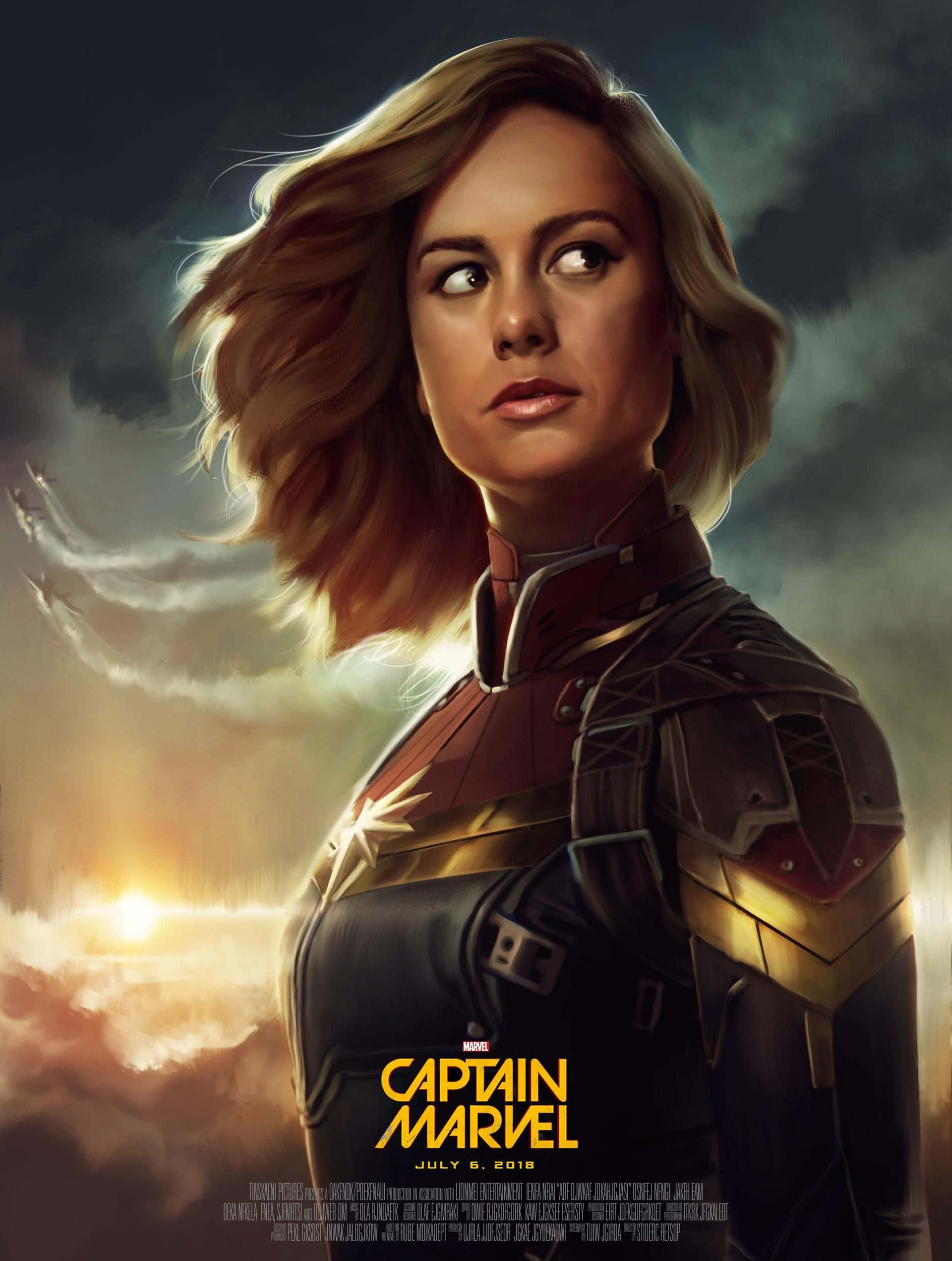 Captain Marvel, 3D, sunset sky, Full HD Phone Wallpaper