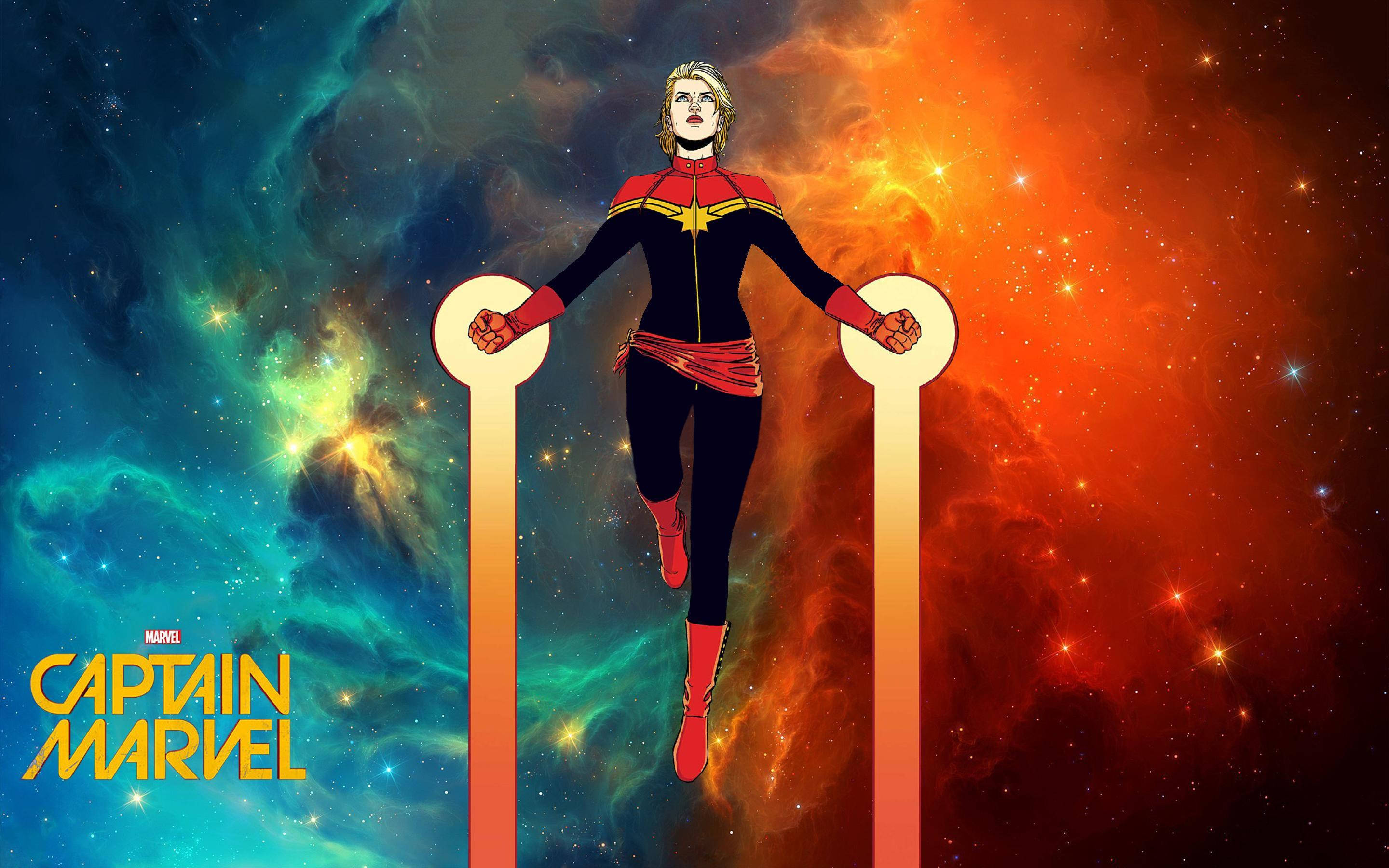 Captain Marvel, 4K, cartoon illustration, 2K Desktop Wallpaper