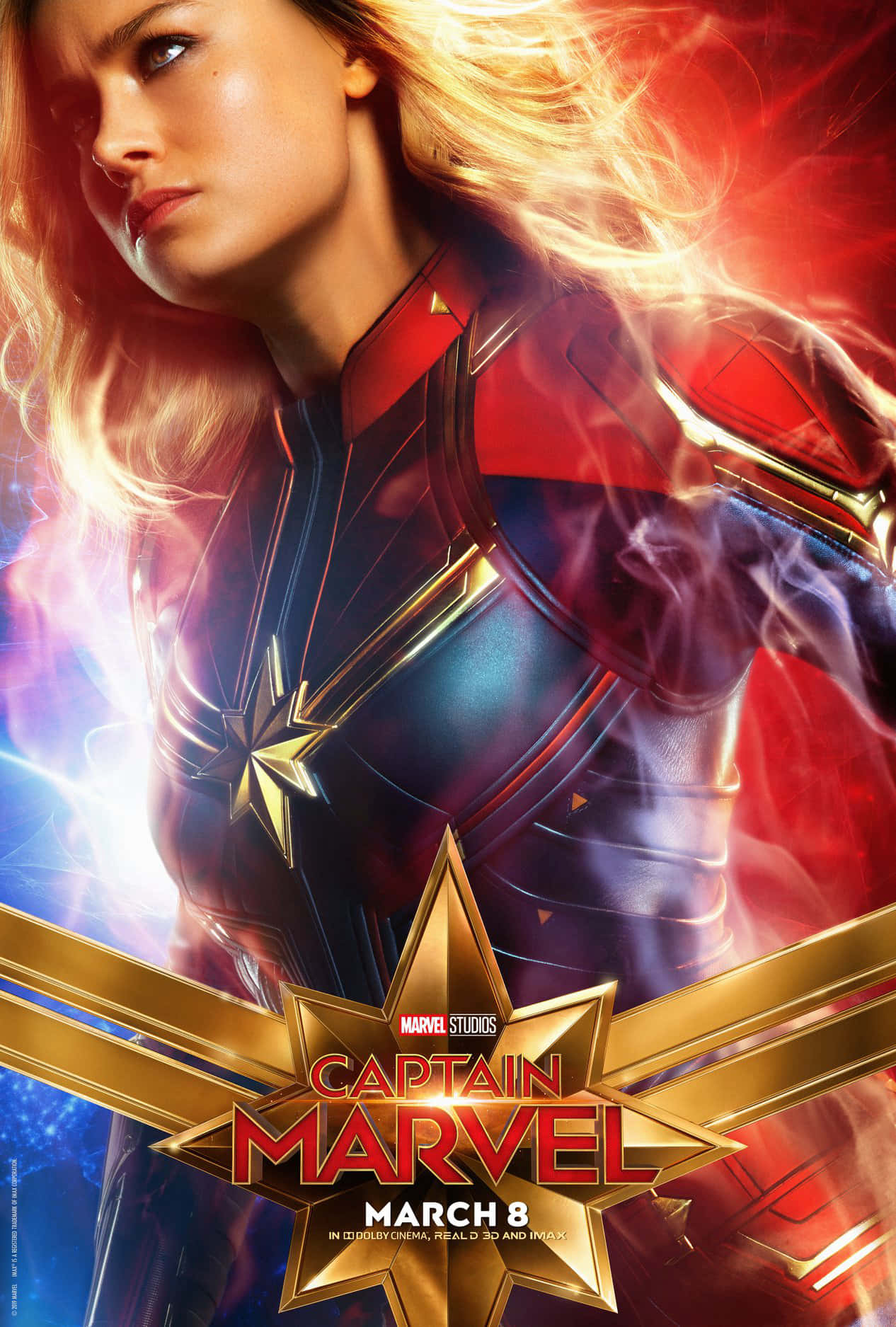 Captain Marvel, Carol Danvers, red and blue suit, HD Phone Wallpaper