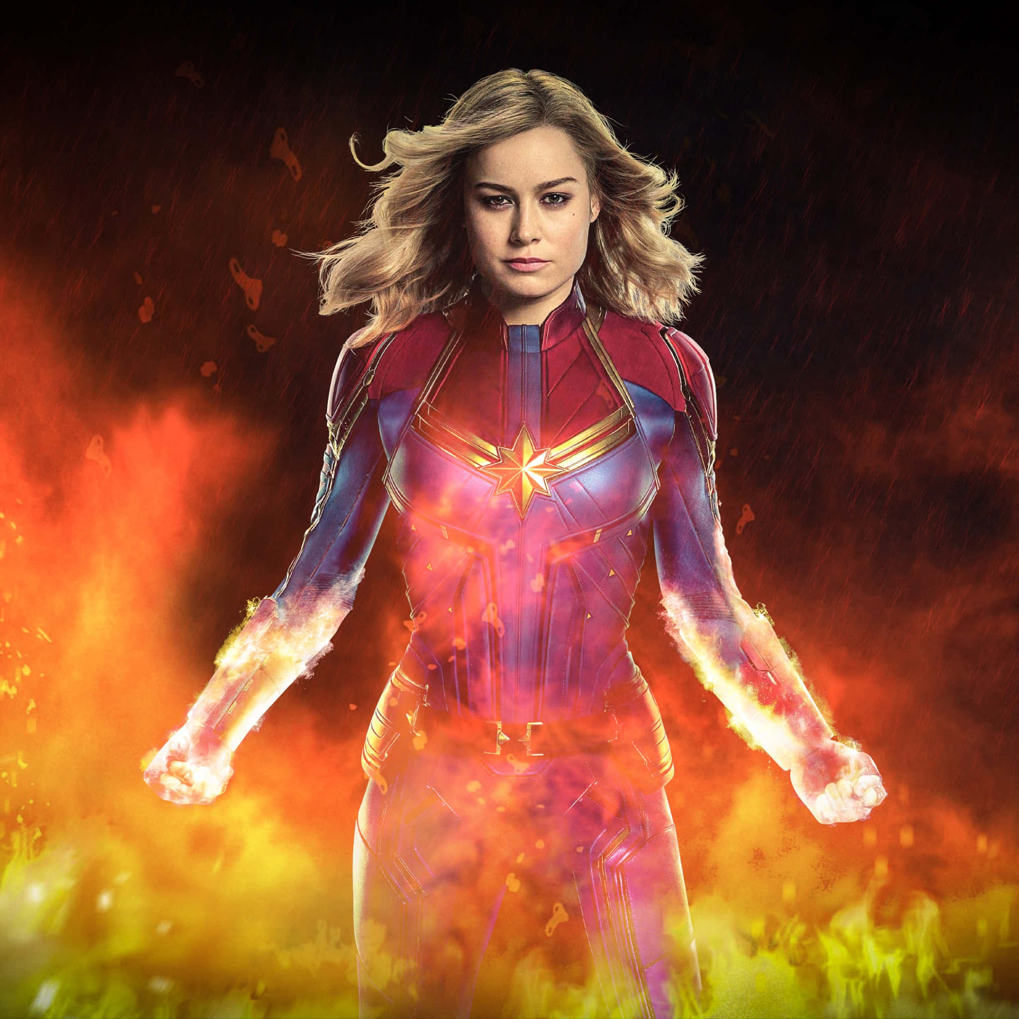 Captain Marvel, Carol Danvers, fiery storm, Full HD Desktop Wallpaper
