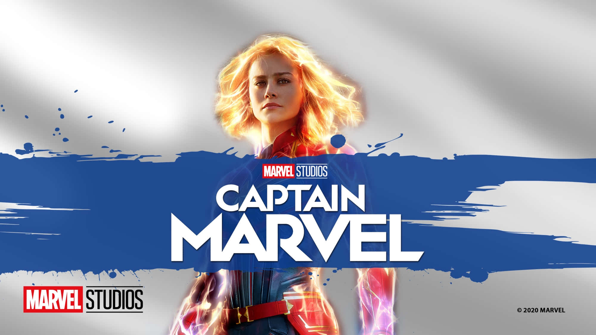 Captain Marvel, Carol Danvers, blue and white painted backdrop, Full HD Desktop Wallpaper