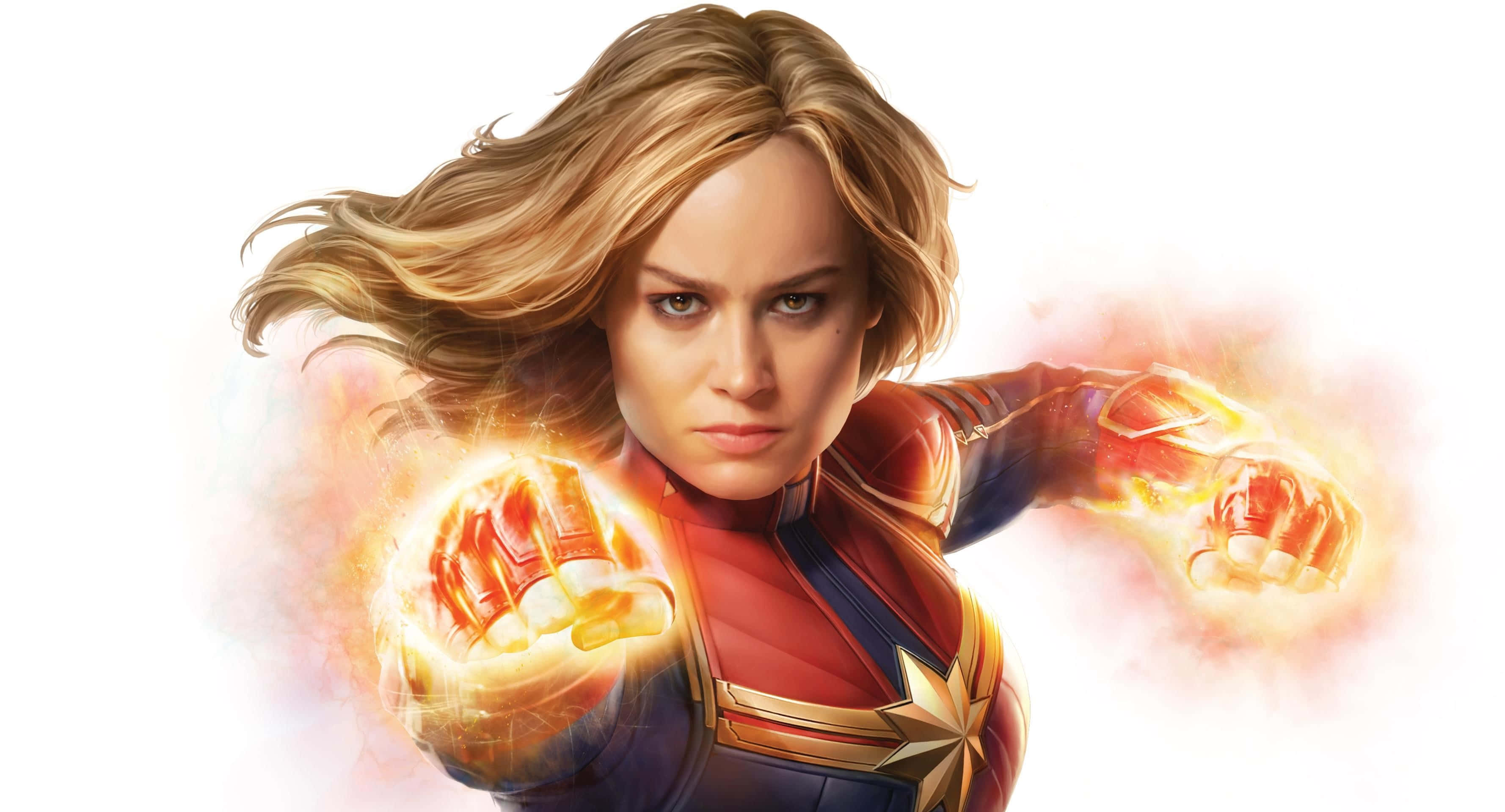 Captain Marvel, Carol Danvers, red and blue suit, 2K Desktop Wallpaper
