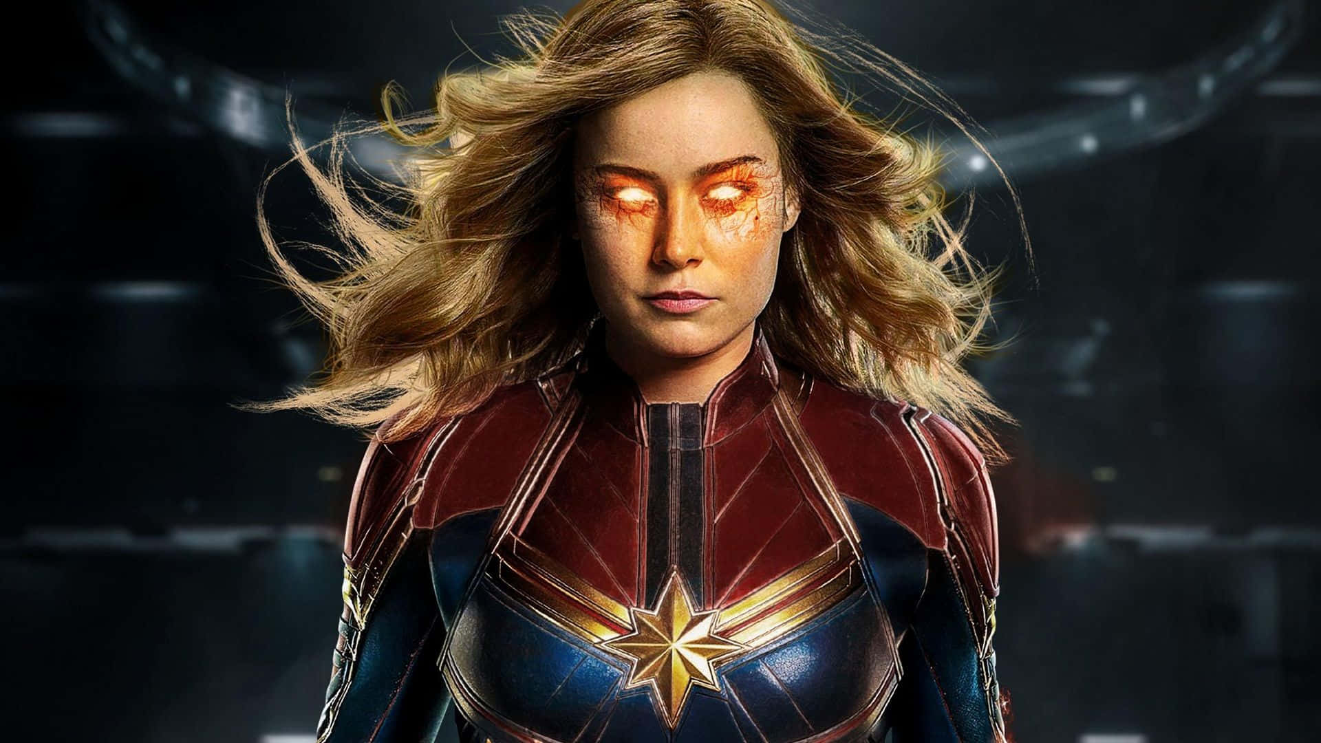 Captain Marvel, Carol Danvers, red and blue suit, Full HD Desktop Wallpaper