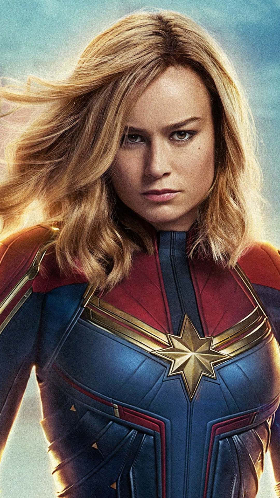 Captain Marvel, Carol Danvers, blue and red suit, Full HD Phone Wallpaper