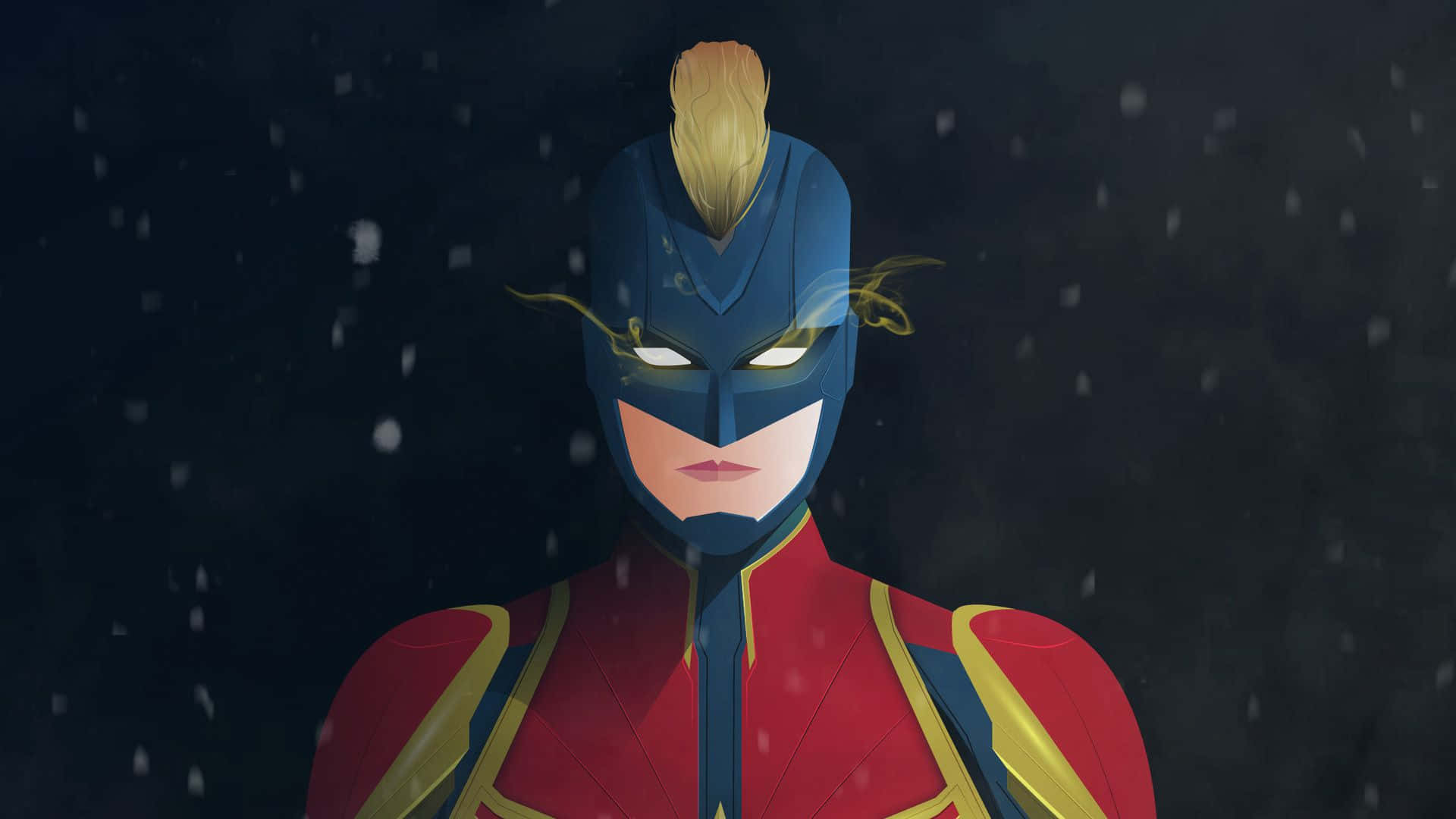 Captain Marvel, anime style, red and blue suit, Full HD Desktop Wallpaper