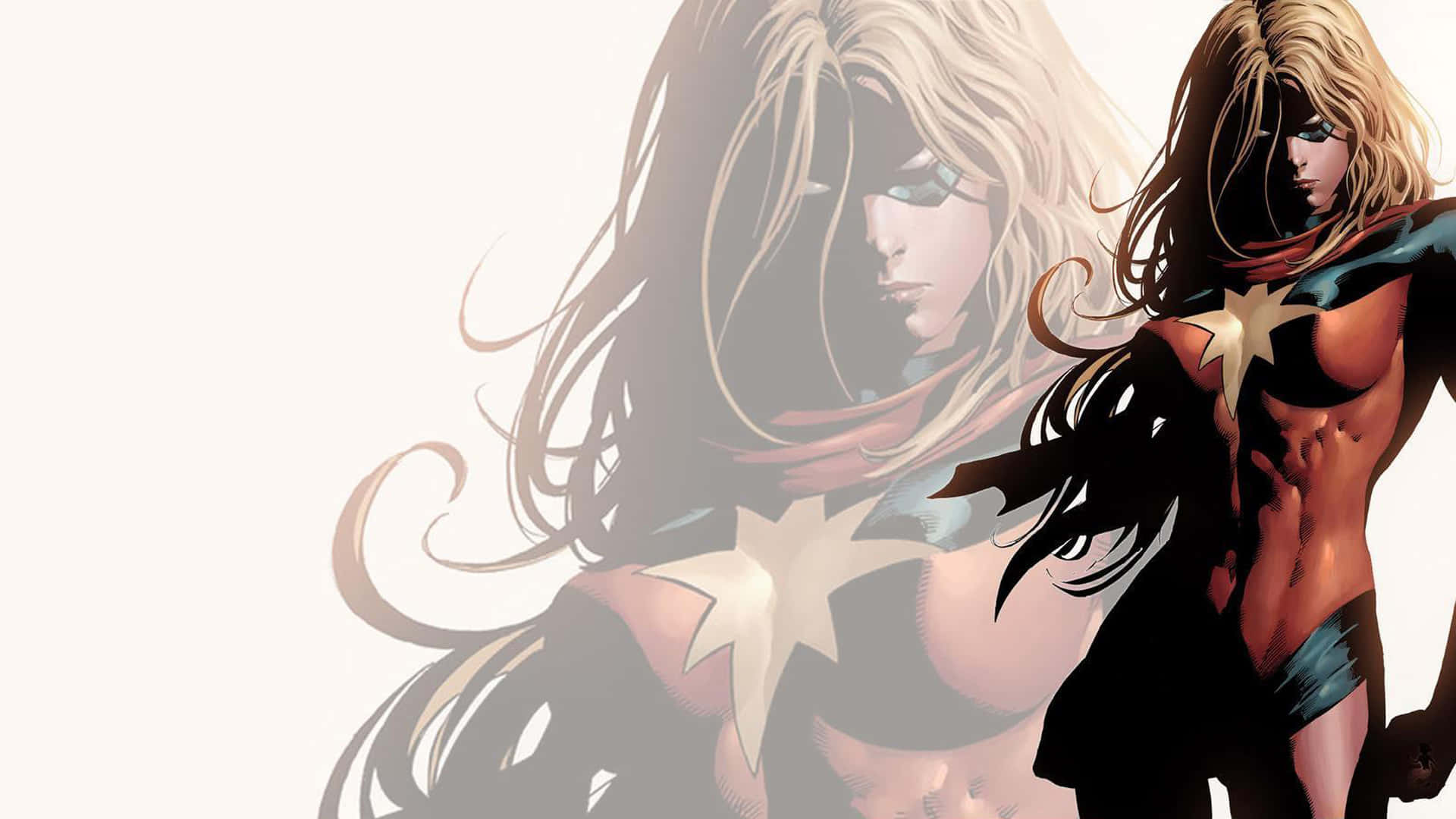 Captain Marvel, comic book style, superheroine, Full HD Desktop Wallpaper