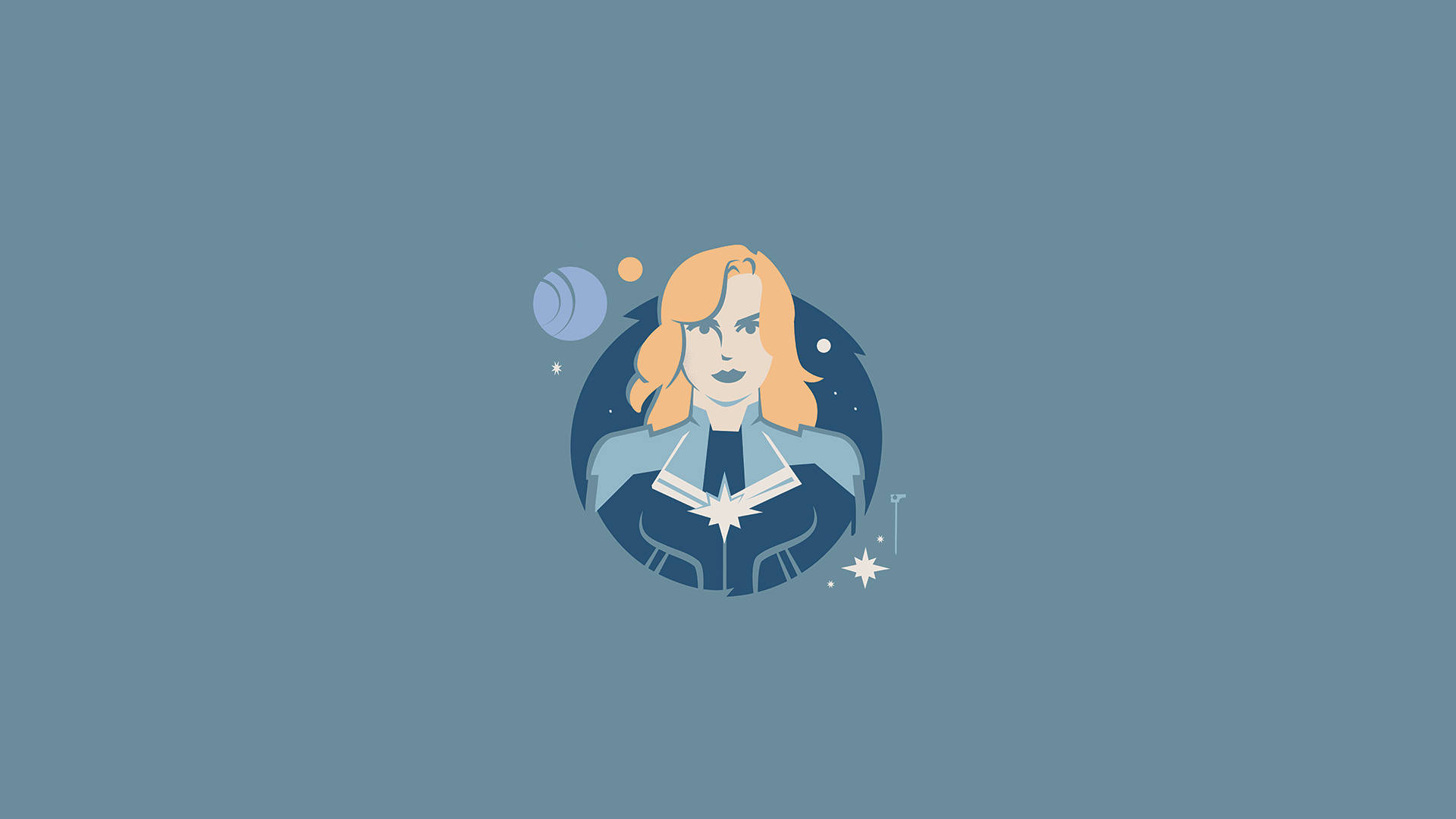 Captain Marvel Computer, blonde woman, star-emblazoned suit, Full HD Desktop Wallpaper